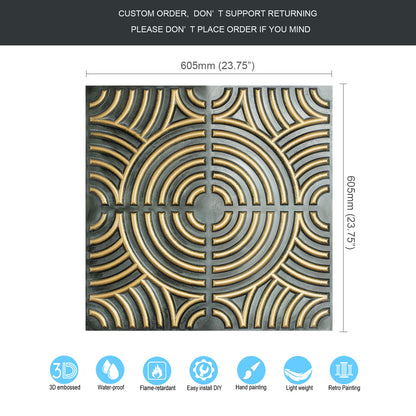 10tiles/lot Glue up faux Tin Ceiling Tiles gold color for Bars, Plastic, Coffer, DIY ceiling panels PL84