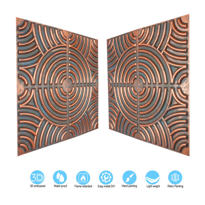 10tiles/lot Glue up faux Tin Ceiling Tiles copper color for Bars, Plastic, Coffer, DIY ceiling panels PL84