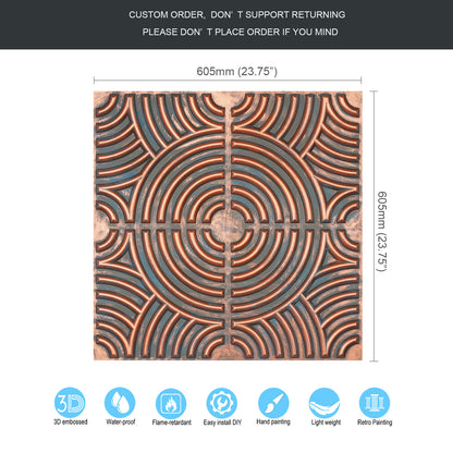 10tiles/lot Glue up faux Tin Ceiling Tiles copper color for Bars, Plastic, Coffer, DIY ceiling panels PL84