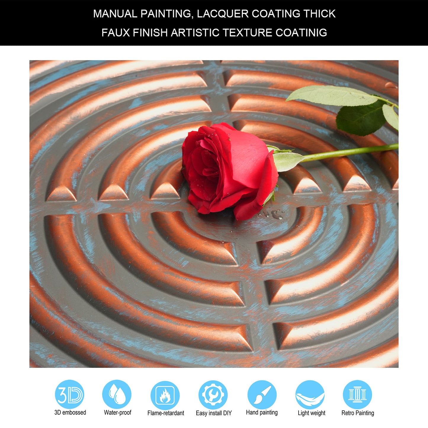 10tiles/lot Glue up faux Tin Ceiling Tiles copper color for Bars, Plastic, Coffer, DIY ceiling panels PL84