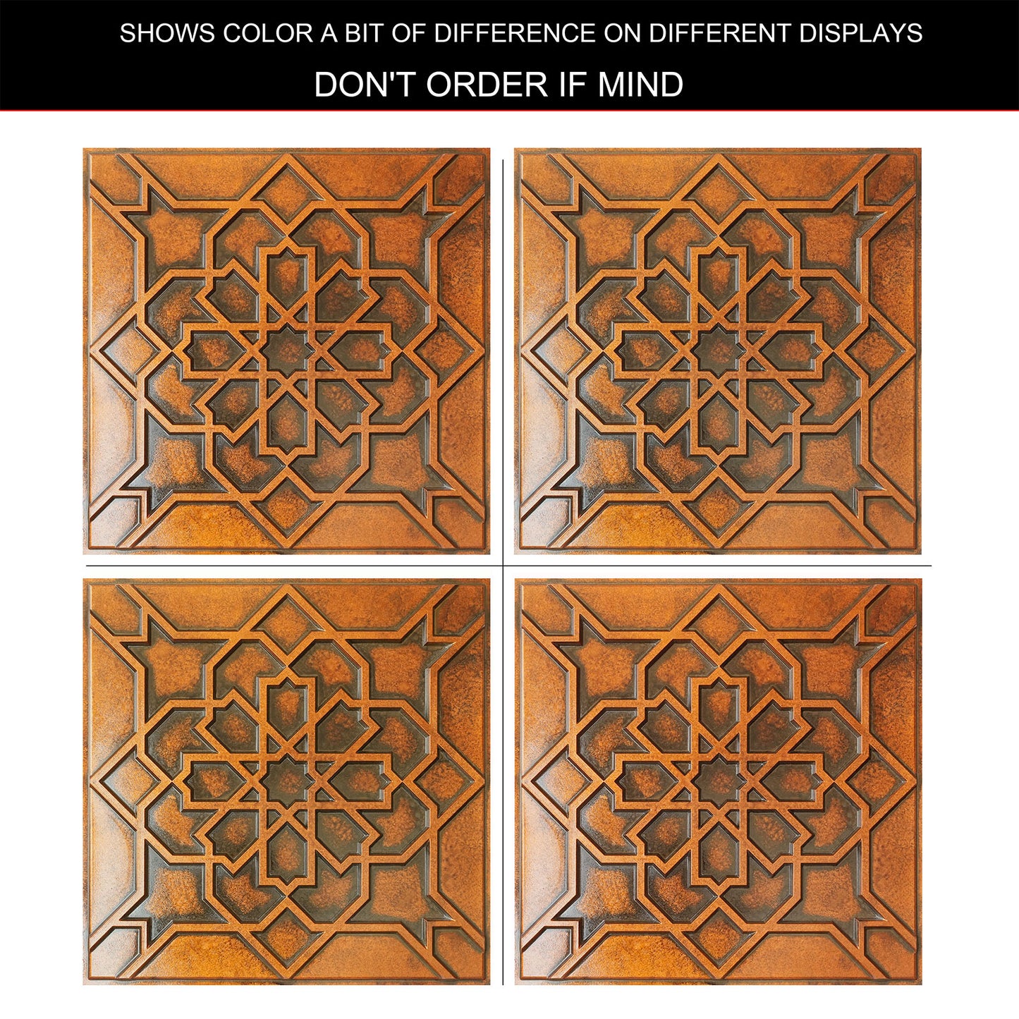 10tiles/lot Drop-In faux Tin Ceiling Tiles copper color for Bars, Nightclub, Barbers,beauty salon ceiling panelsPL85