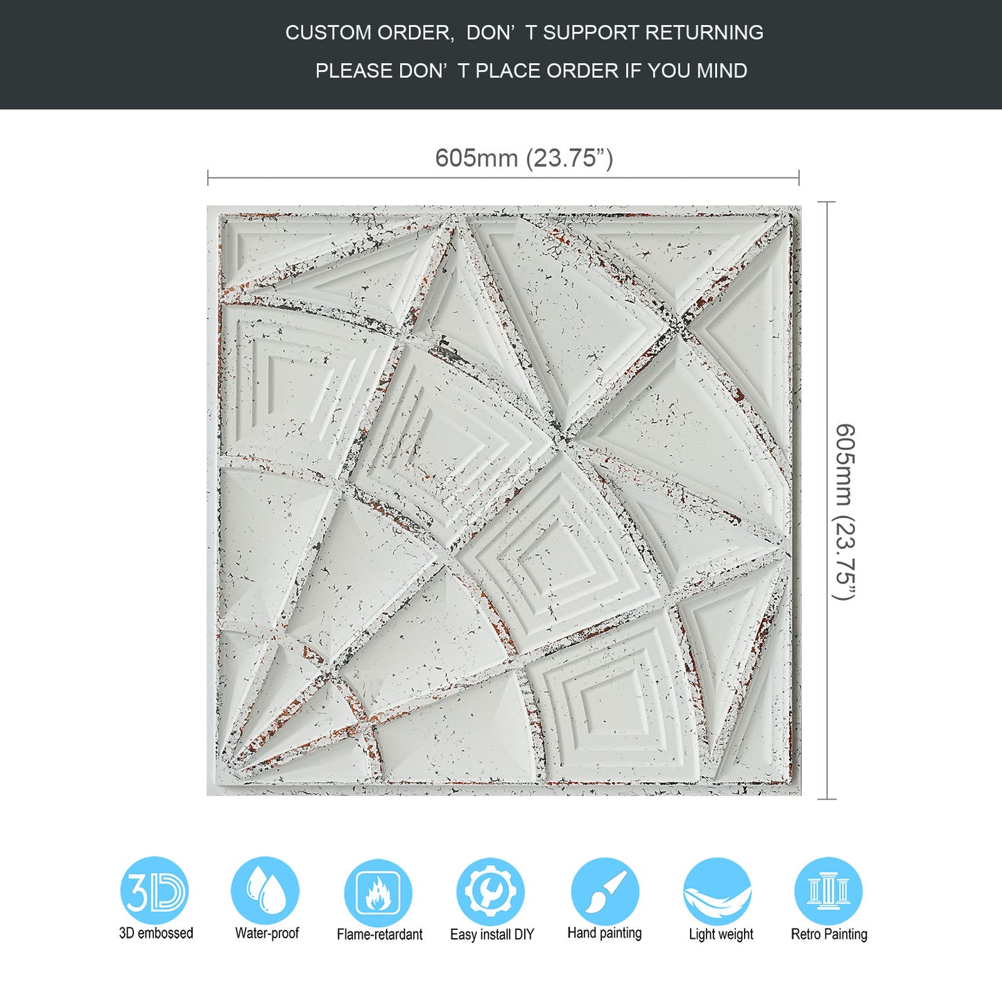 10tiles/lot Vintage Antique Ceiling Tiles for Heritage Hotels, Inns and Classic Restaurants PL86