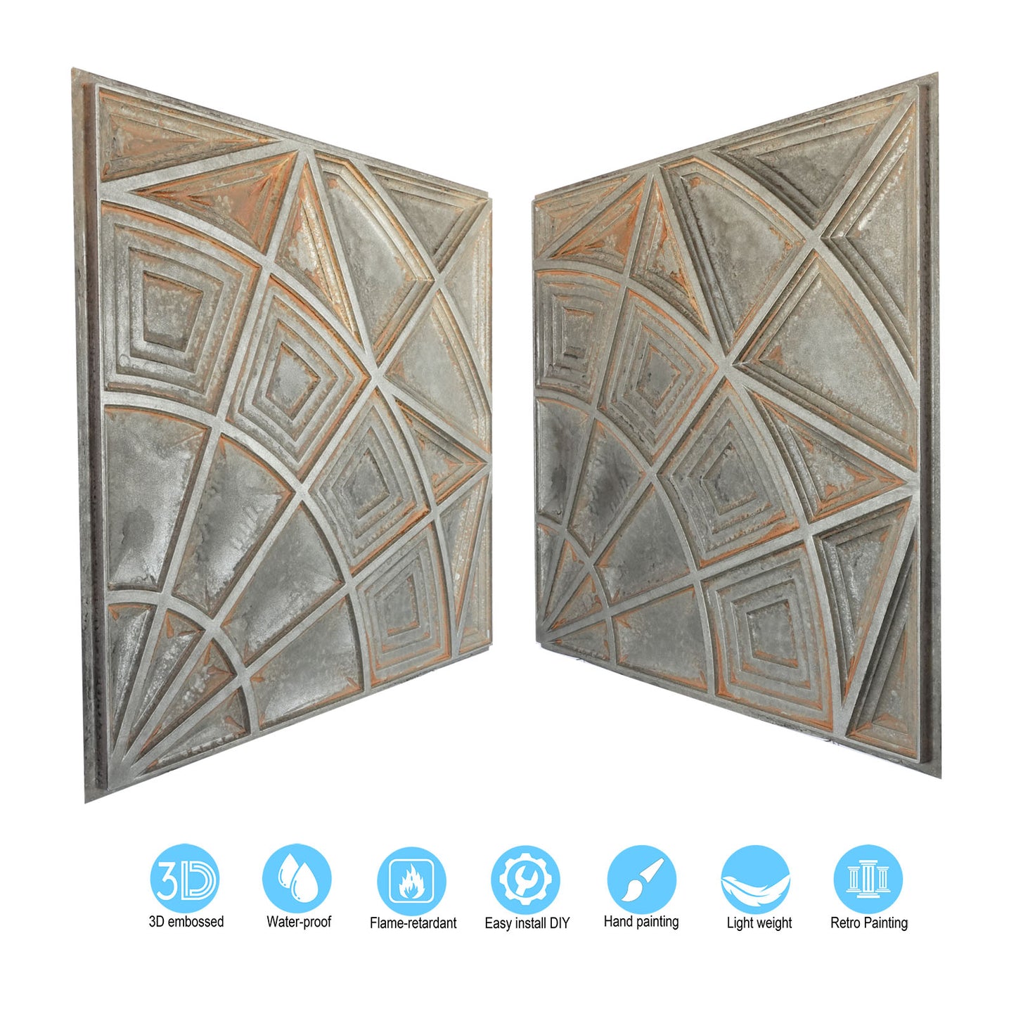 10tiles/lot Vintage Antique Ceiling Tiles for Heritage Hotels, Inns and Classic Restaurants PL86