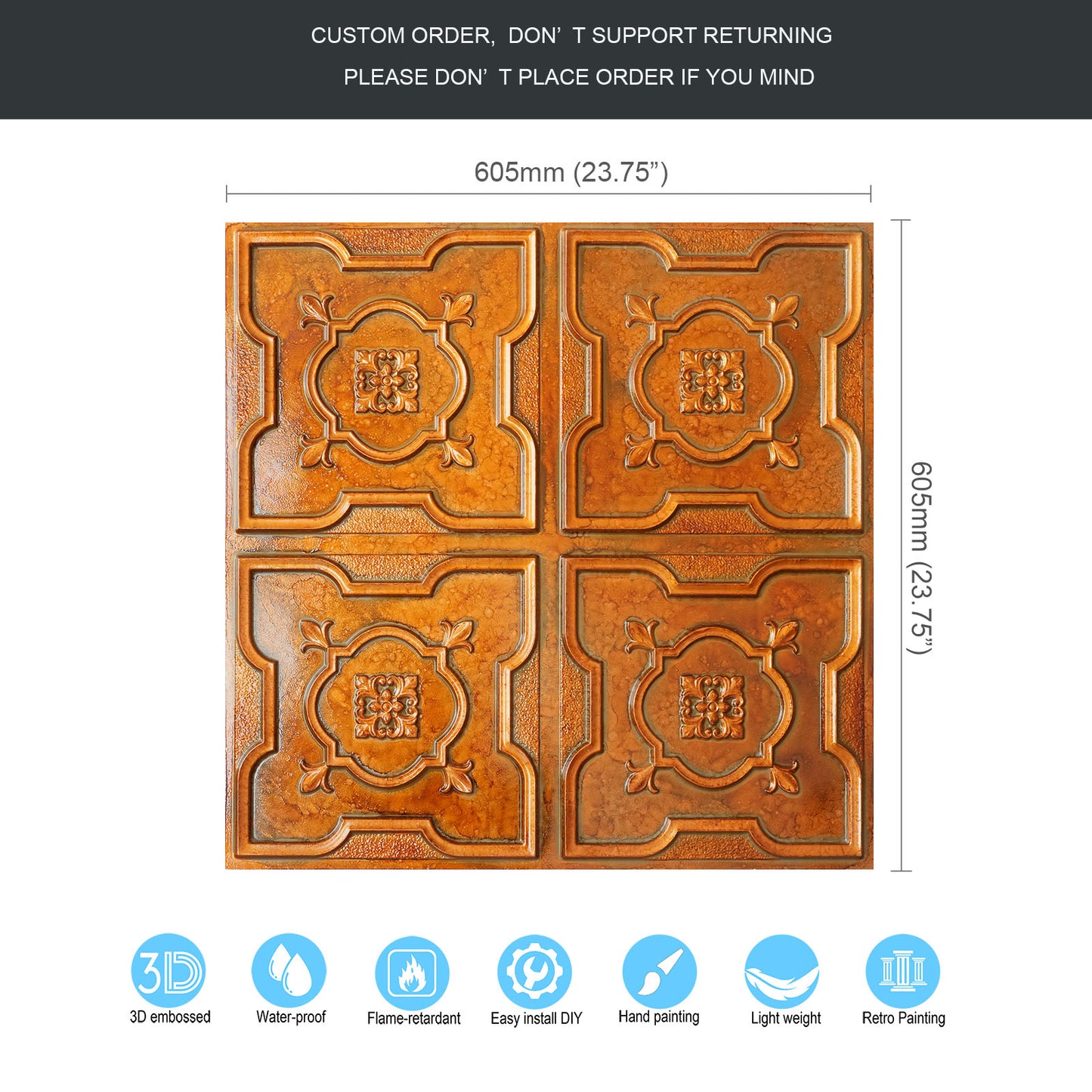 10tiles/lot Metallic Ceiling Tiles for Stylish Bars, Clubs, Restaurants and Social Spaces PL87