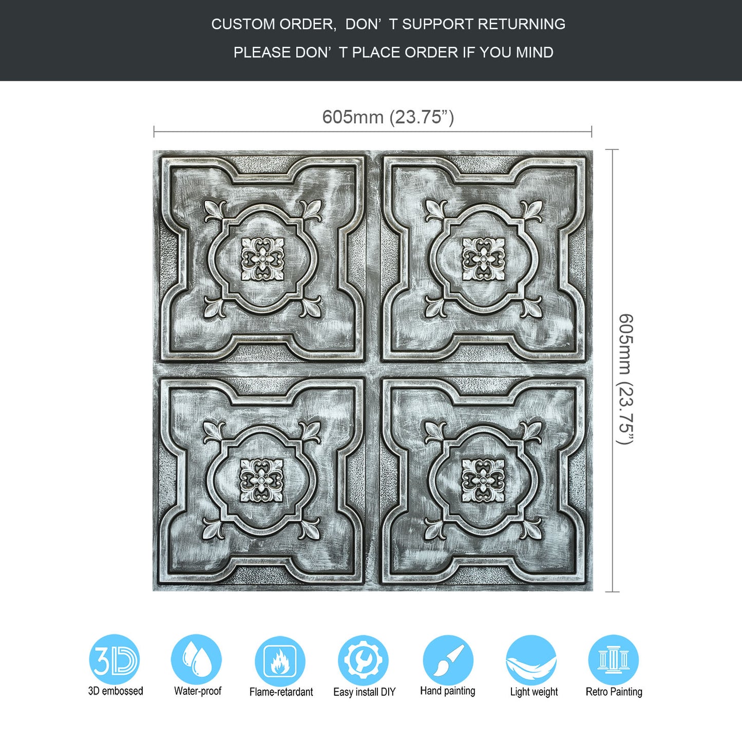 10tiles/lot Artistic Tin Ceiling Tiles for Artisan Workshops, Museums and Gallery Spaces PL87