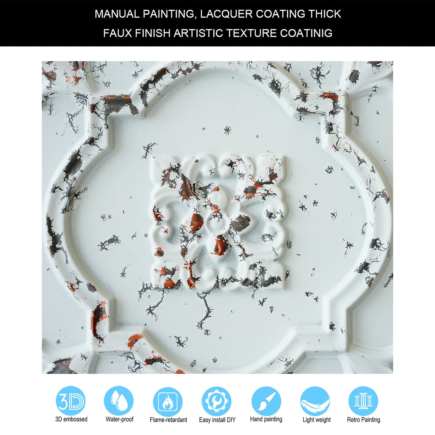 10tiles/lot Distressed Ceiling Tiles for Craft Studios, Retro Cafés and Industrial Design Rooms PL87