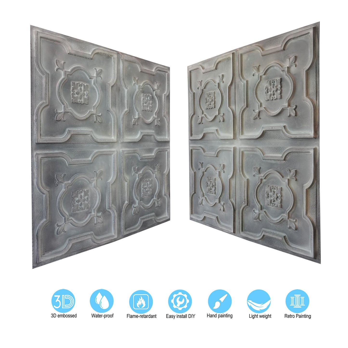 10tiles/lot Artistic Tin Ceiling Tiles for Artisan Workshops, Museums and Gallery Spaces PL87