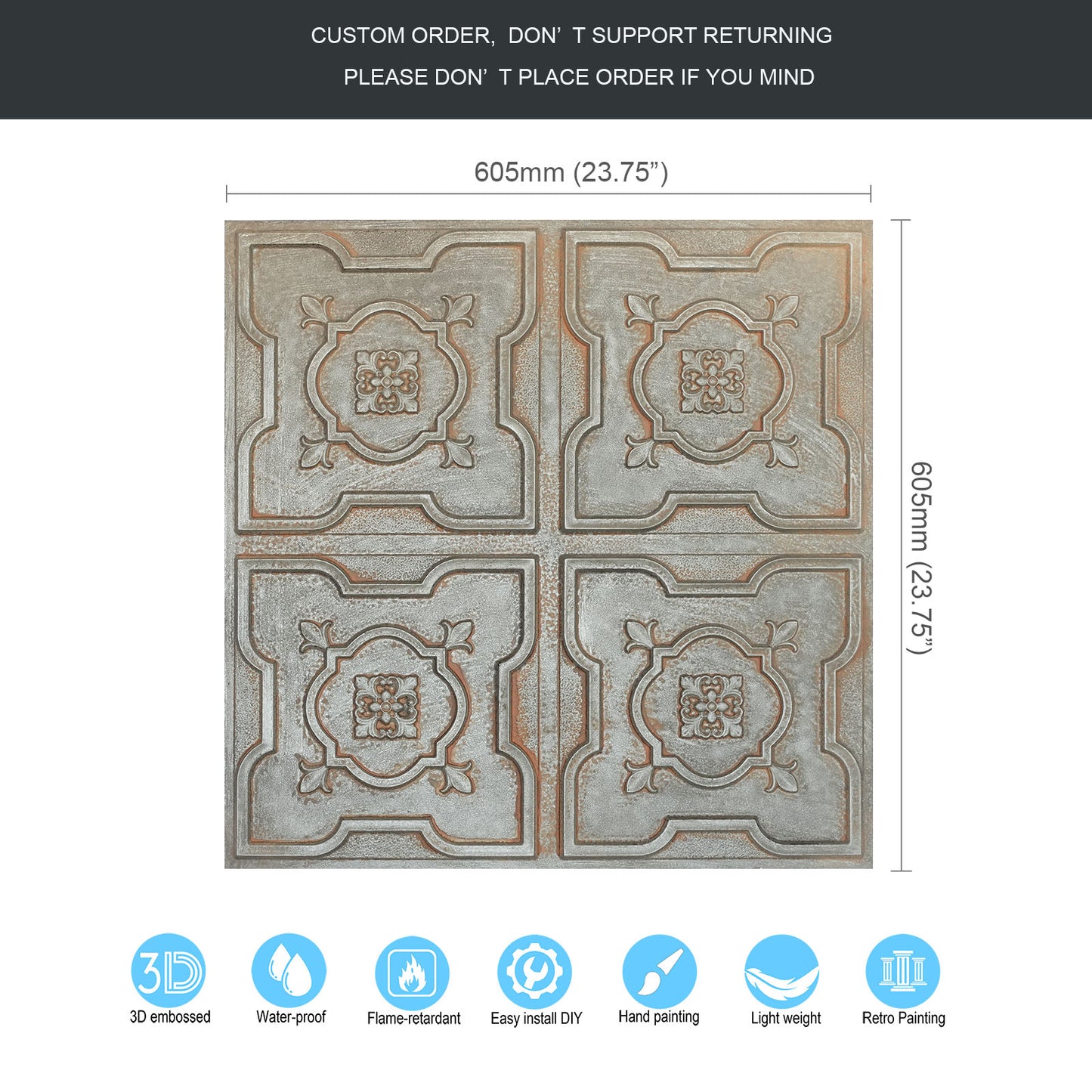 10tiles/lot Distressed Ceiling Tiles for Craft Studios, Retro Cafés and Industrial Design Rooms PL87