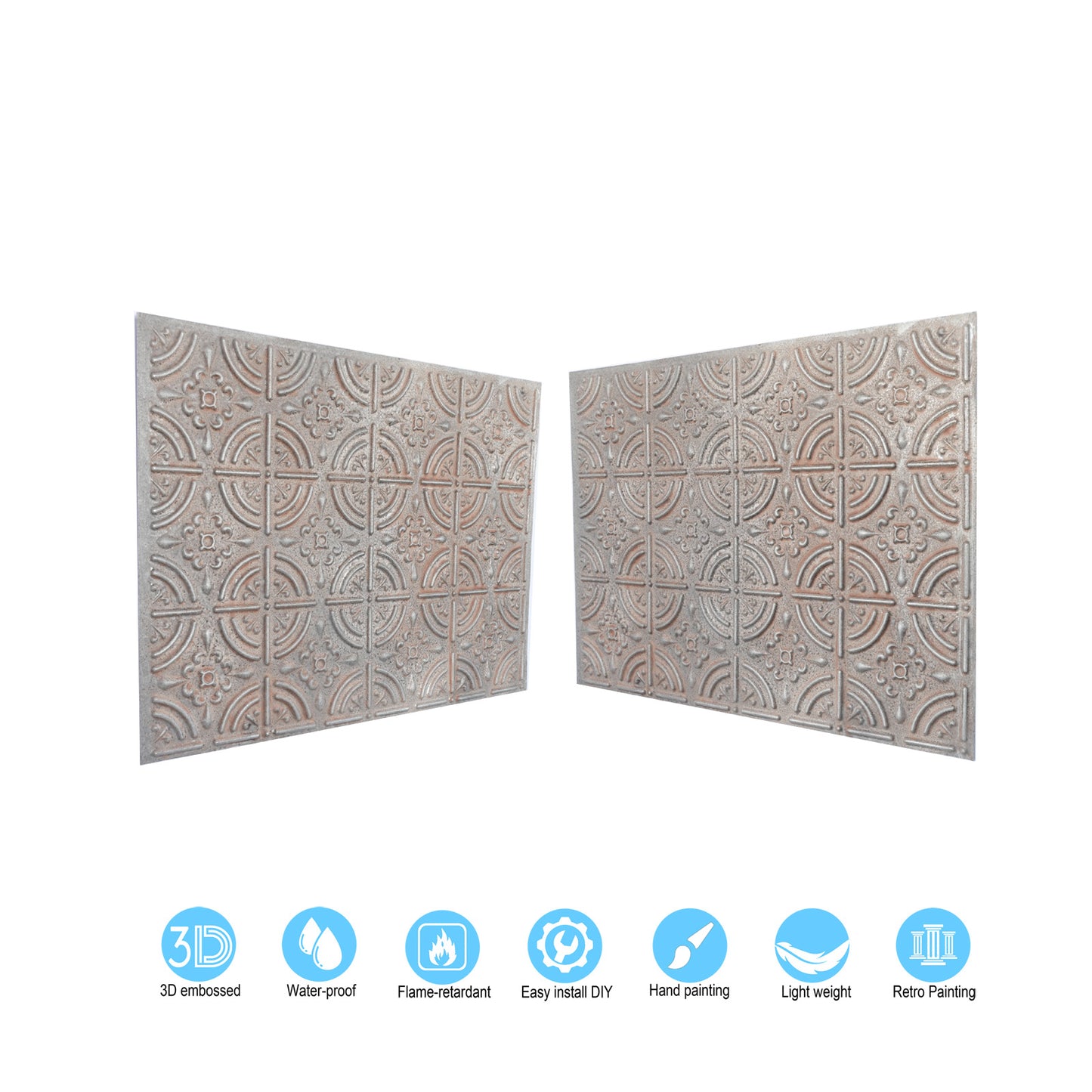 10tiles/lot Pressed Faux Tin Ceiling Tiles for Heritage Bars, Vintage Restaurants and Boutique Hotels PLB18