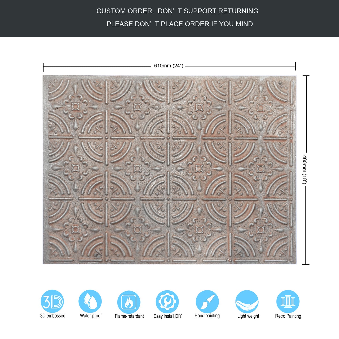 10tiles/lot Pressed Faux Tin Ceiling Tiles for Heritage Bars, Vintage Restaurants and Boutique Hotels PLB18