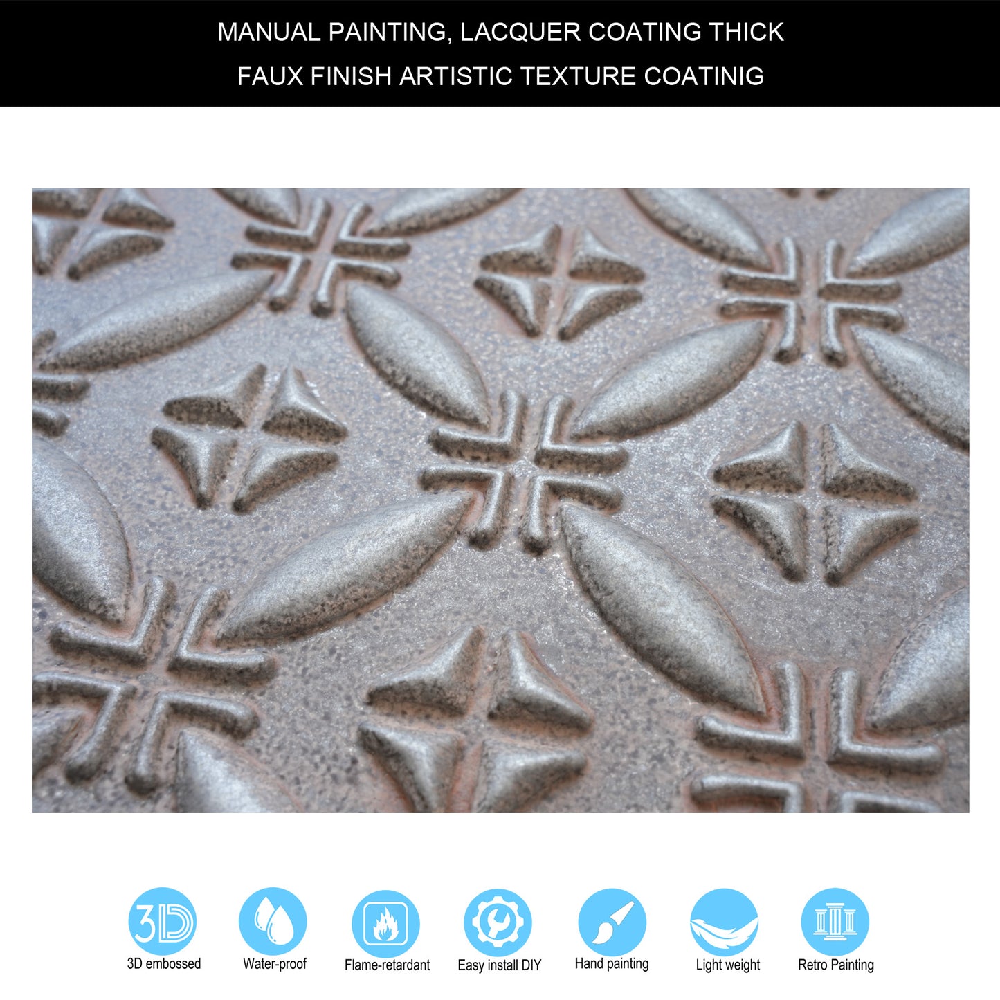 10tiles/lot Textured PVC Ceiling Tiles for Light-Luxury Restaurants, Salons and Beauty Studios PLB38