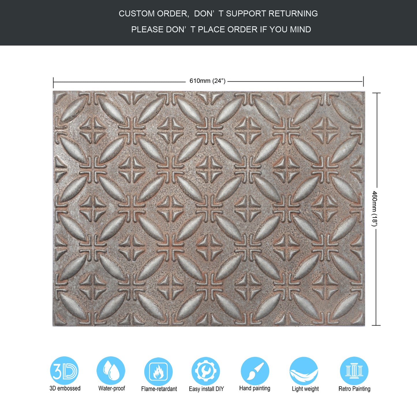 10tiles/lot Textured PVC Ceiling Tiles for Light-Luxury Restaurants, Salons and Beauty Studios PLB38