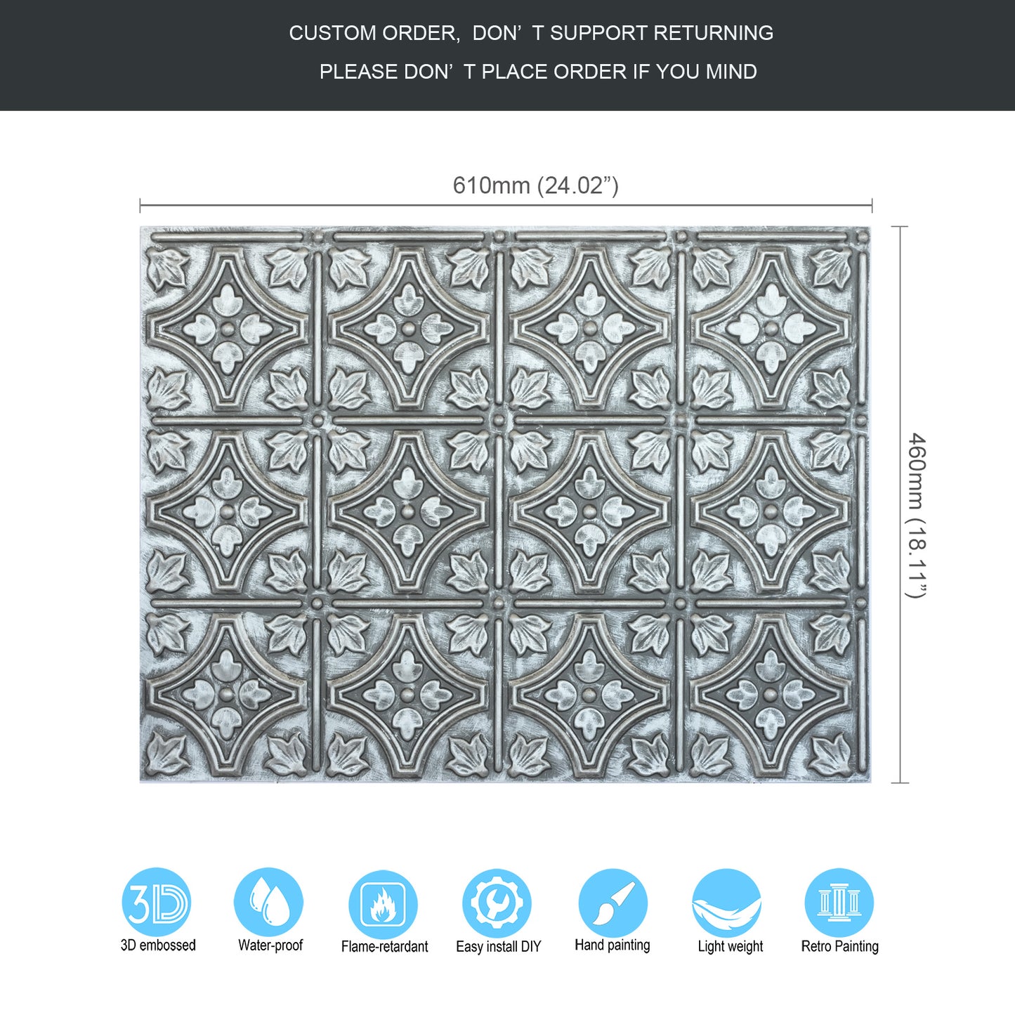 10tiles/lot Faux Metal Ceiling Tiles for Bars, Cafés, Lounges and Contemporary Interiors PLB10