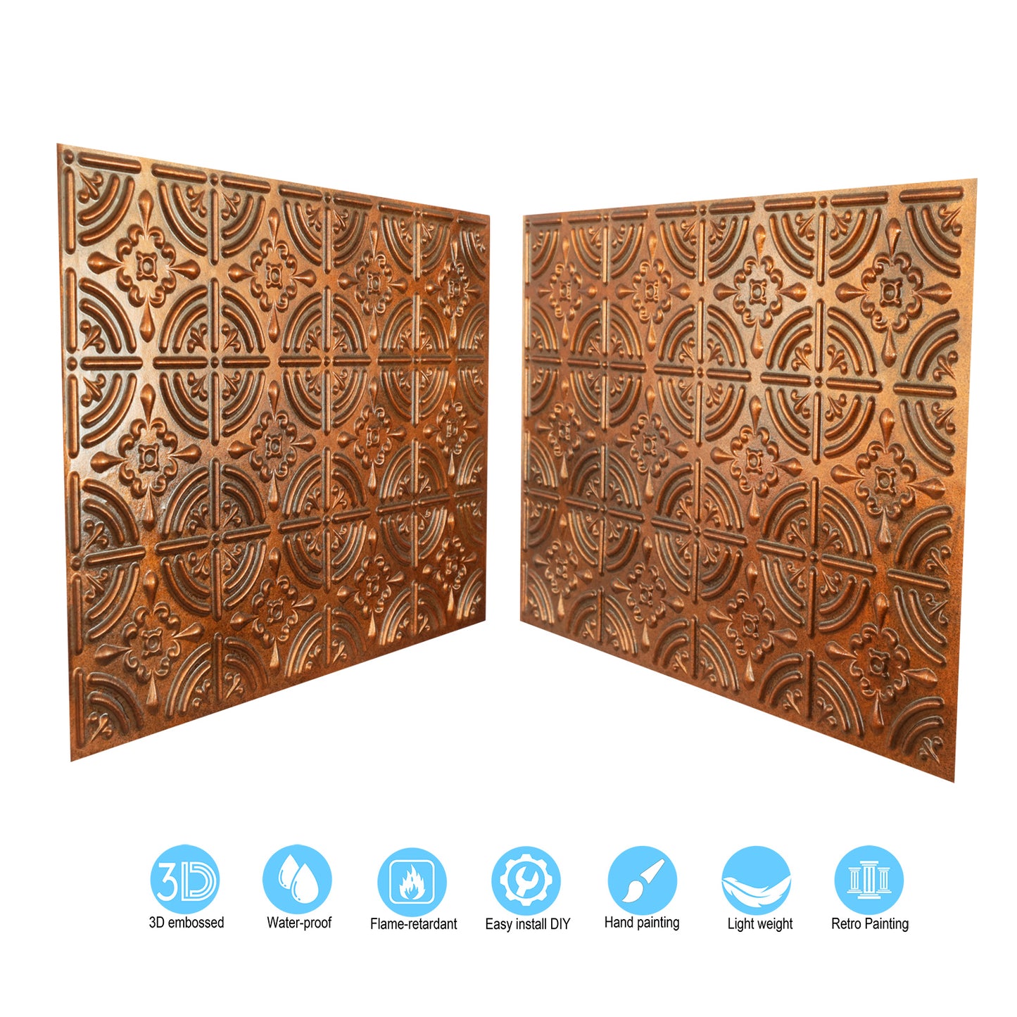 10tiles/lot Embossed Tin Ceiling Tiles for Boutique Hotels, Villas and Luxury Apartments PLB18