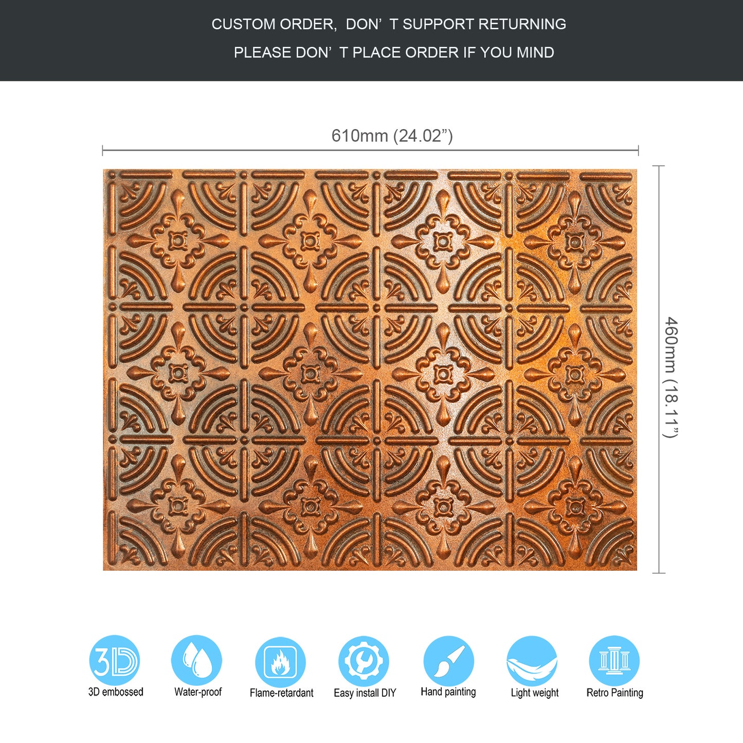 10tiles/lot Embossed Tin Ceiling Tiles for Boutique Hotels, Villas and Luxury Apartments PLB18