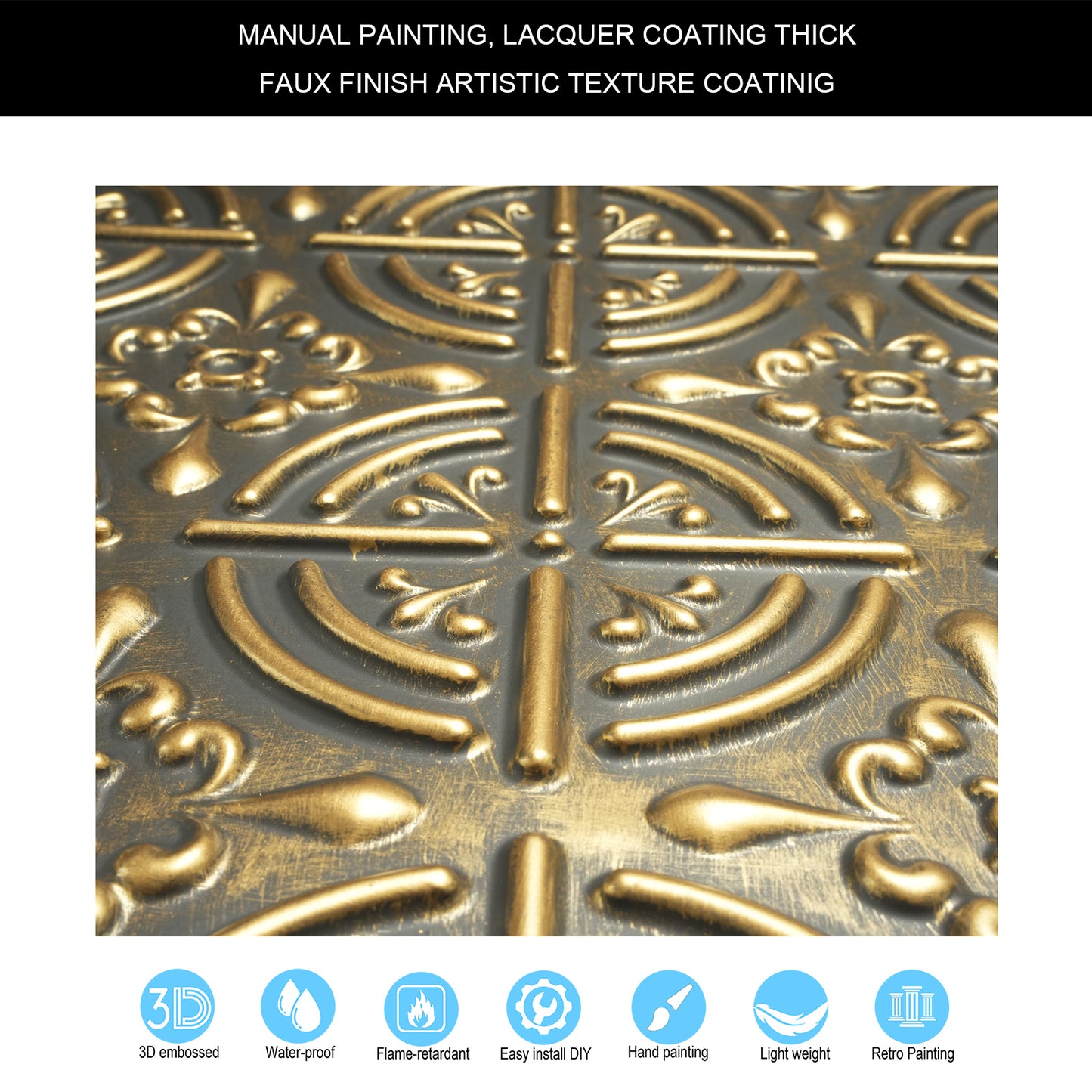 10tiles/lot Embossed Tin Ceiling Tiles for Boutique Hotels, Villas and Luxury Apartments PLB18