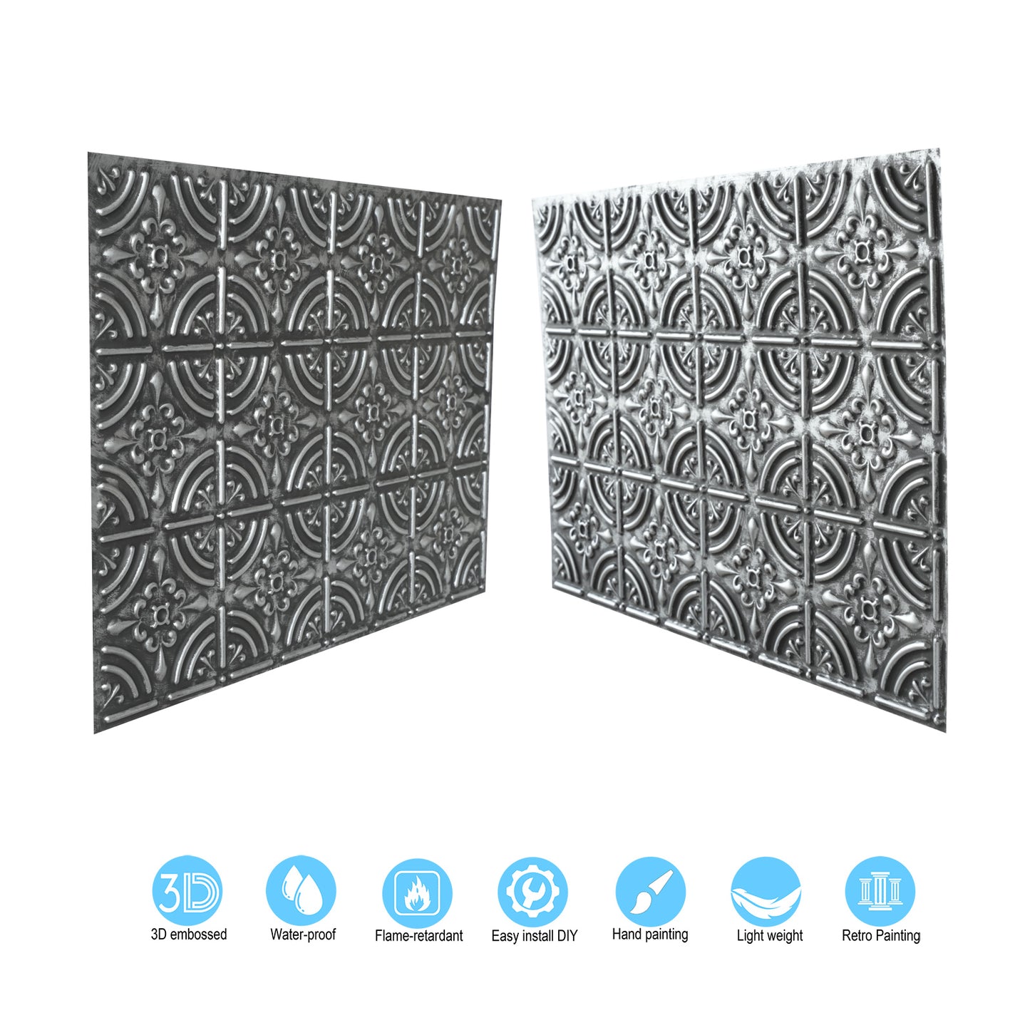 10tiles/lot Pressed Faux Tin Ceiling Tiles for Heritage Bars, Vintage Restaurants and Boutique Hotels PLB18