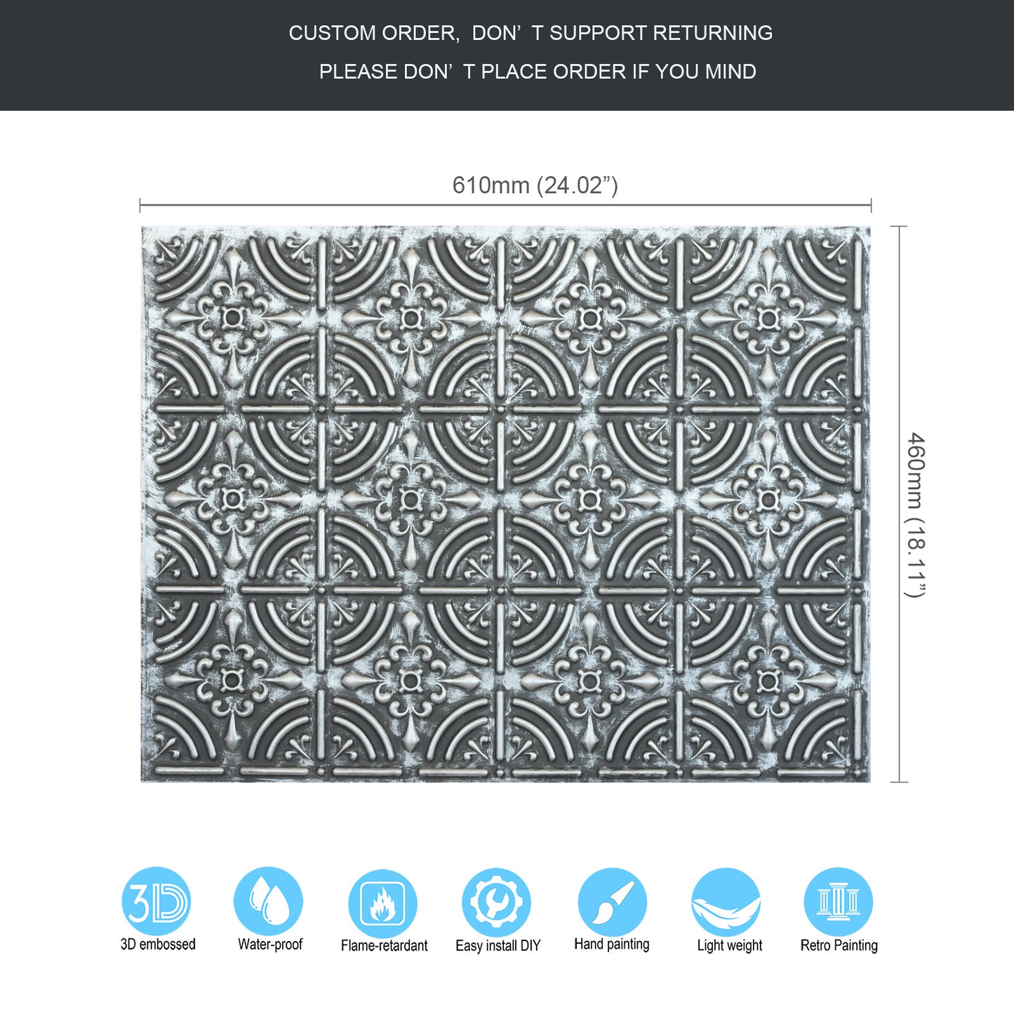 10tiles/lot Pressed Faux Tin Ceiling Tiles for Heritage Bars, Vintage Restaurants and Boutique Hotels PLB18