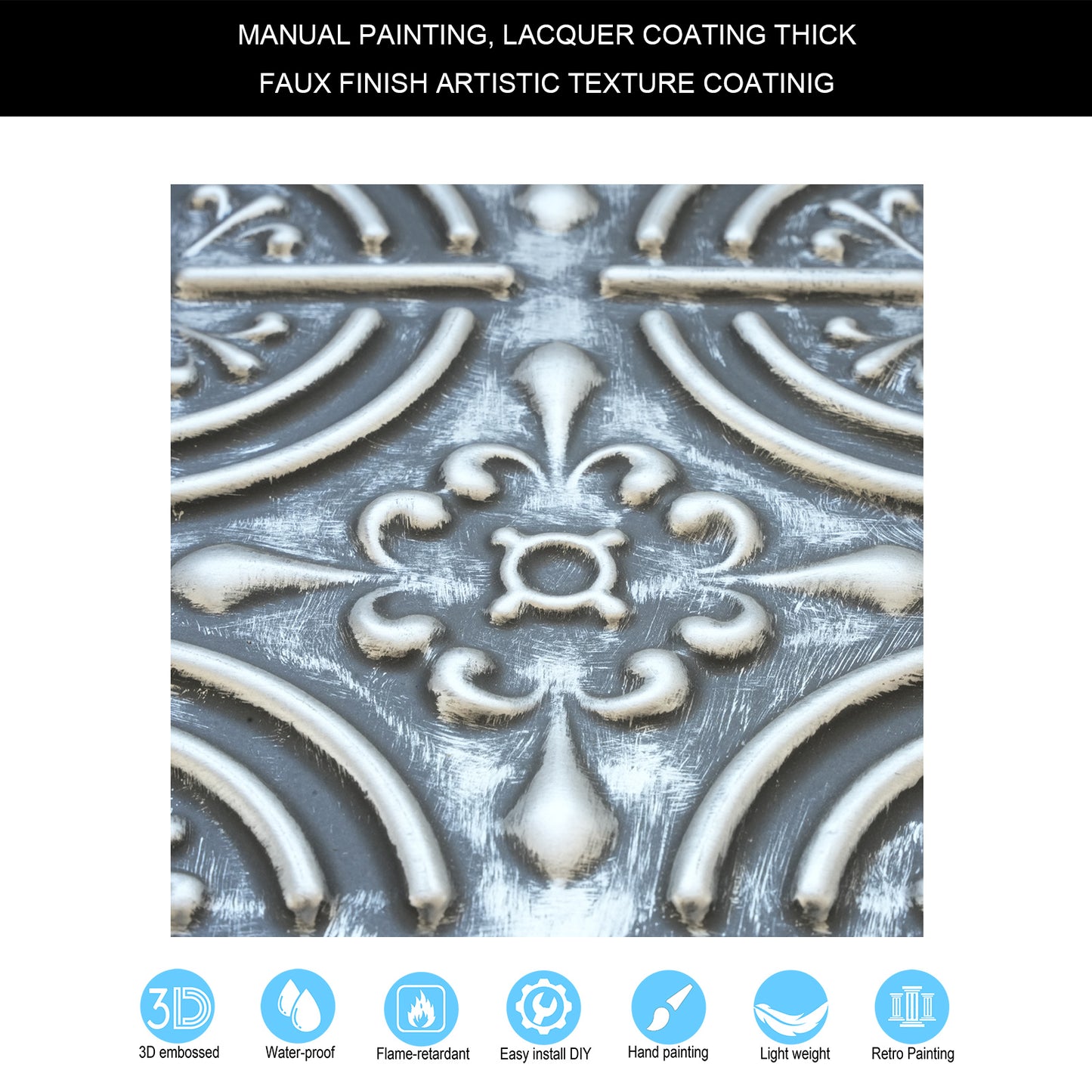 10tiles/lot Pressed Faux Tin Ceiling Tiles for Heritage Bars, Vintage Restaurants and Boutique Hotels PLB18