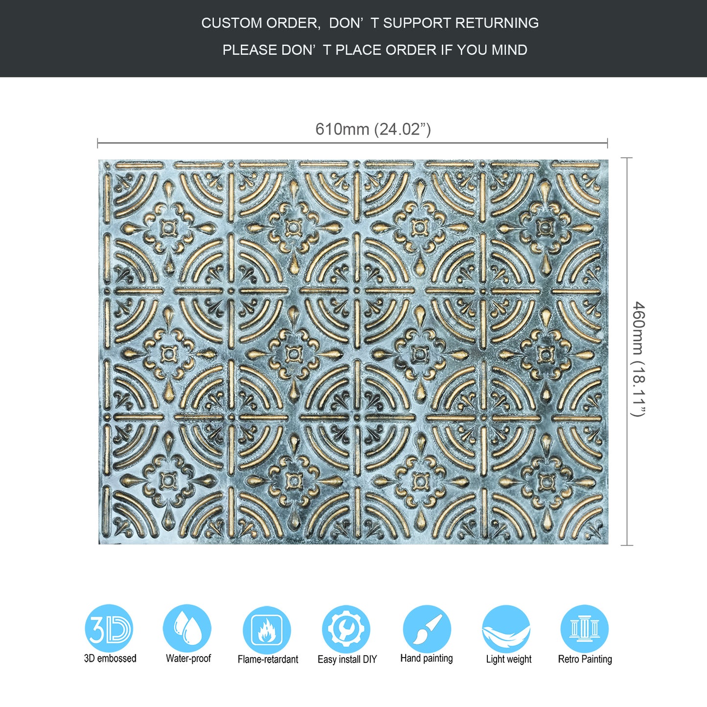 10tiles/lot Embossed Tin Ceiling Tiles for Boutique Hotels, Villas and Luxury Apartments PLB18