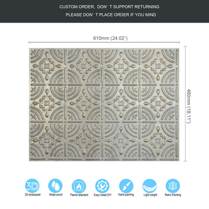 10tiles/lot Pressed Faux Tin Ceiling Tiles for Heritage Bars, Vintage Restaurants and Boutique Hotels PLB18