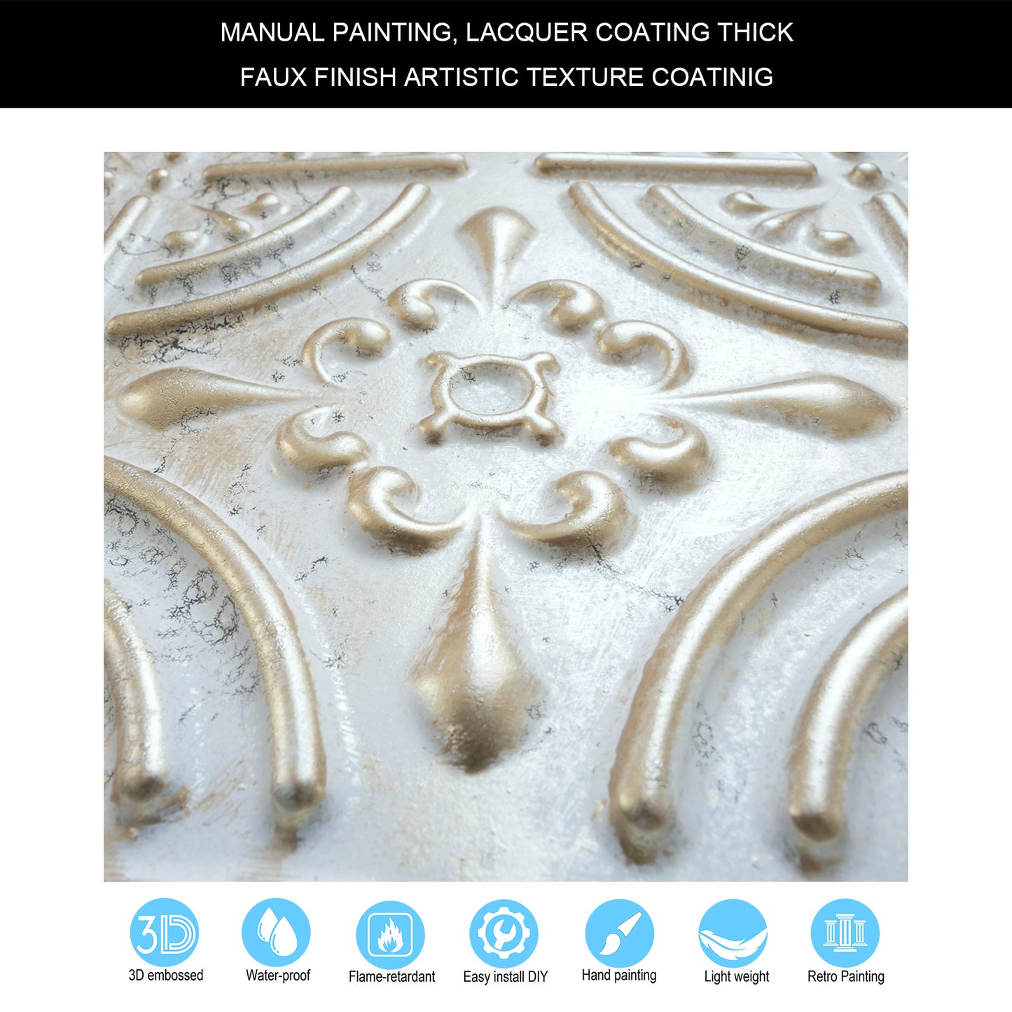 10tiles/lot Pressed Faux Tin Ceiling Tiles for Heritage Bars, Vintage Restaurants and Boutique Hotels PLB18