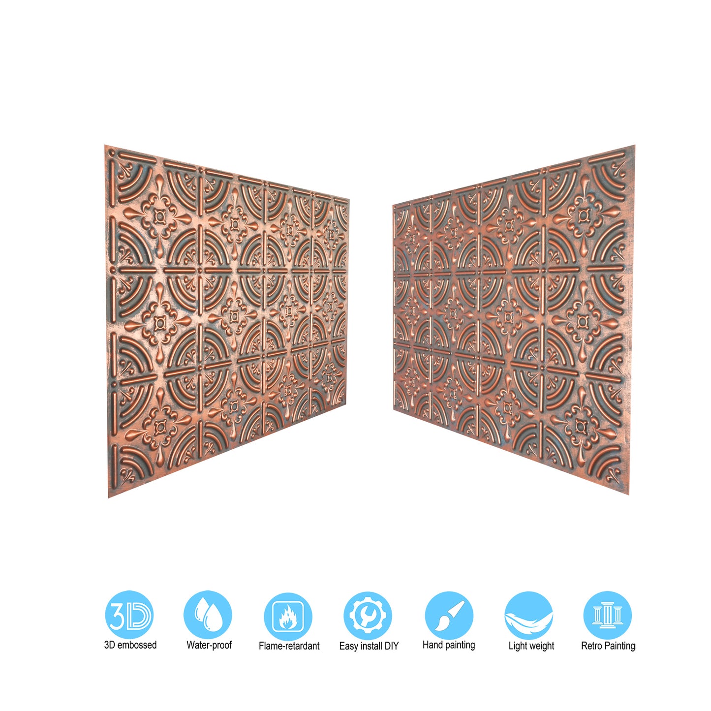 10tiles/lot Embossed Tin Ceiling Tiles for Boutique Hotels, Villas and Luxury Apartments PLB18
