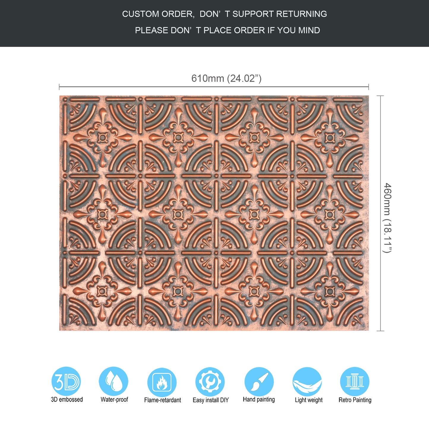 10tiles/lot Embossed Tin Ceiling Tiles for Boutique Hotels, Villas and Luxury Apartments PLB18