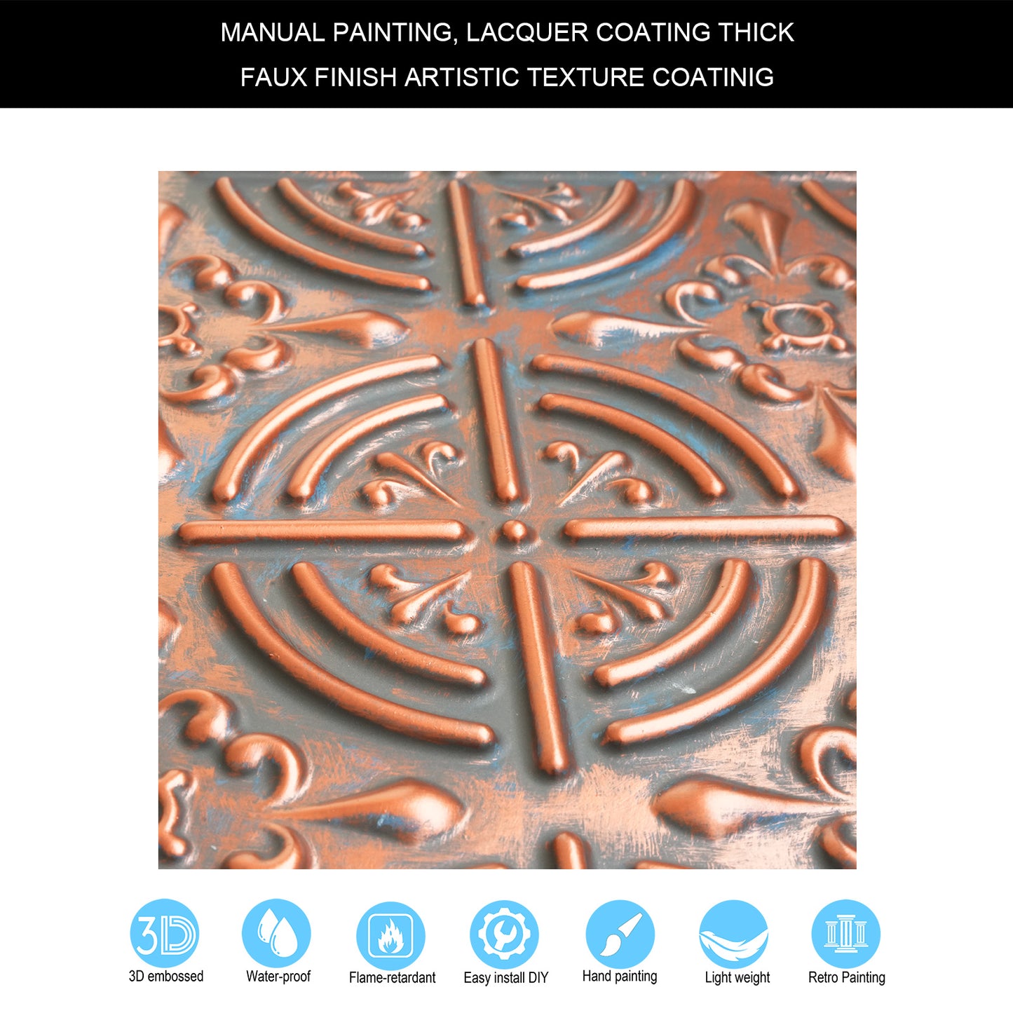 10tiles/lot Embossed Tin Ceiling Tiles for Boutique Hotels, Villas and Luxury Apartments PLB18