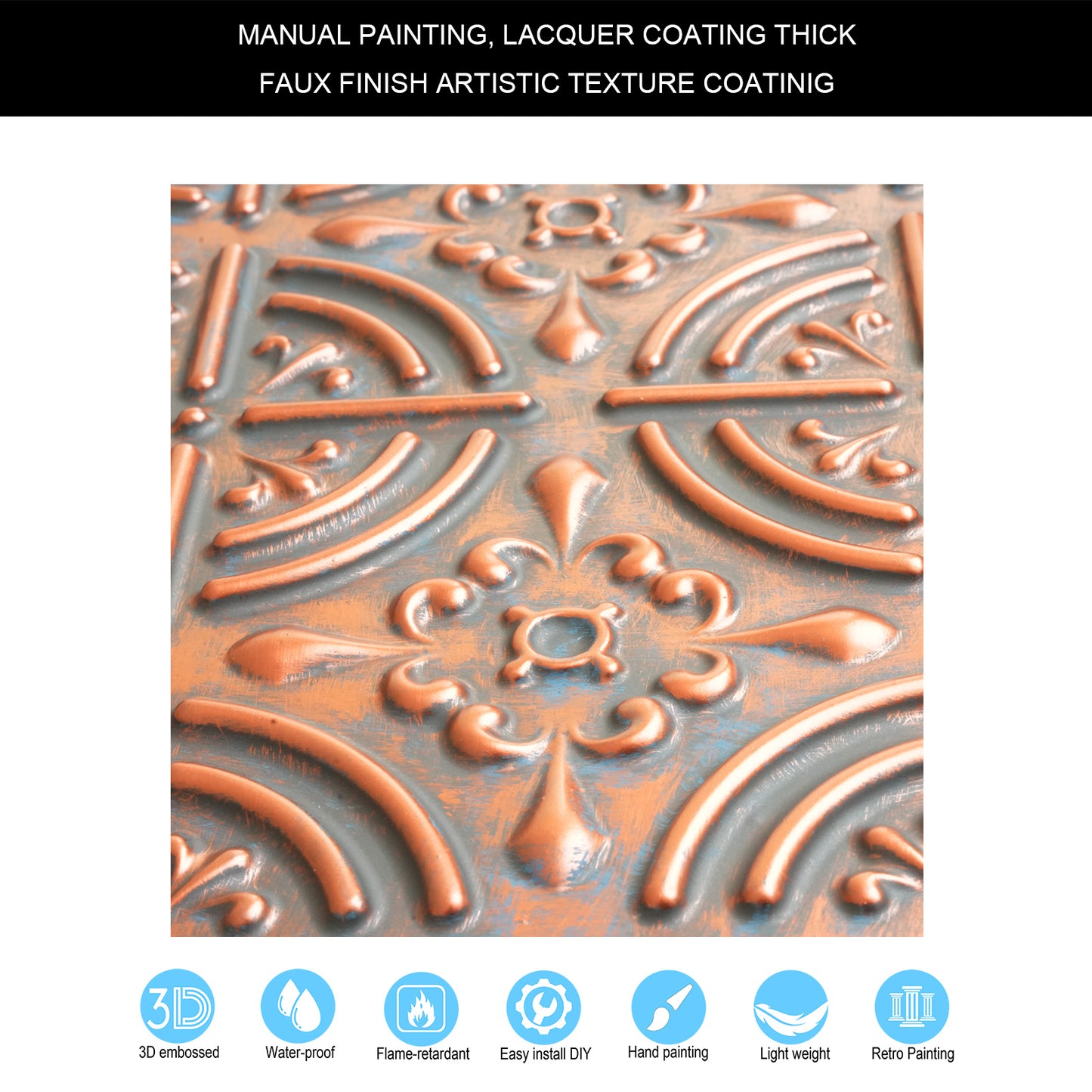 10tiles/lot Embossed Tin Ceiling Tiles for Boutique Hotels, Villas and Luxury Apartments PLB18