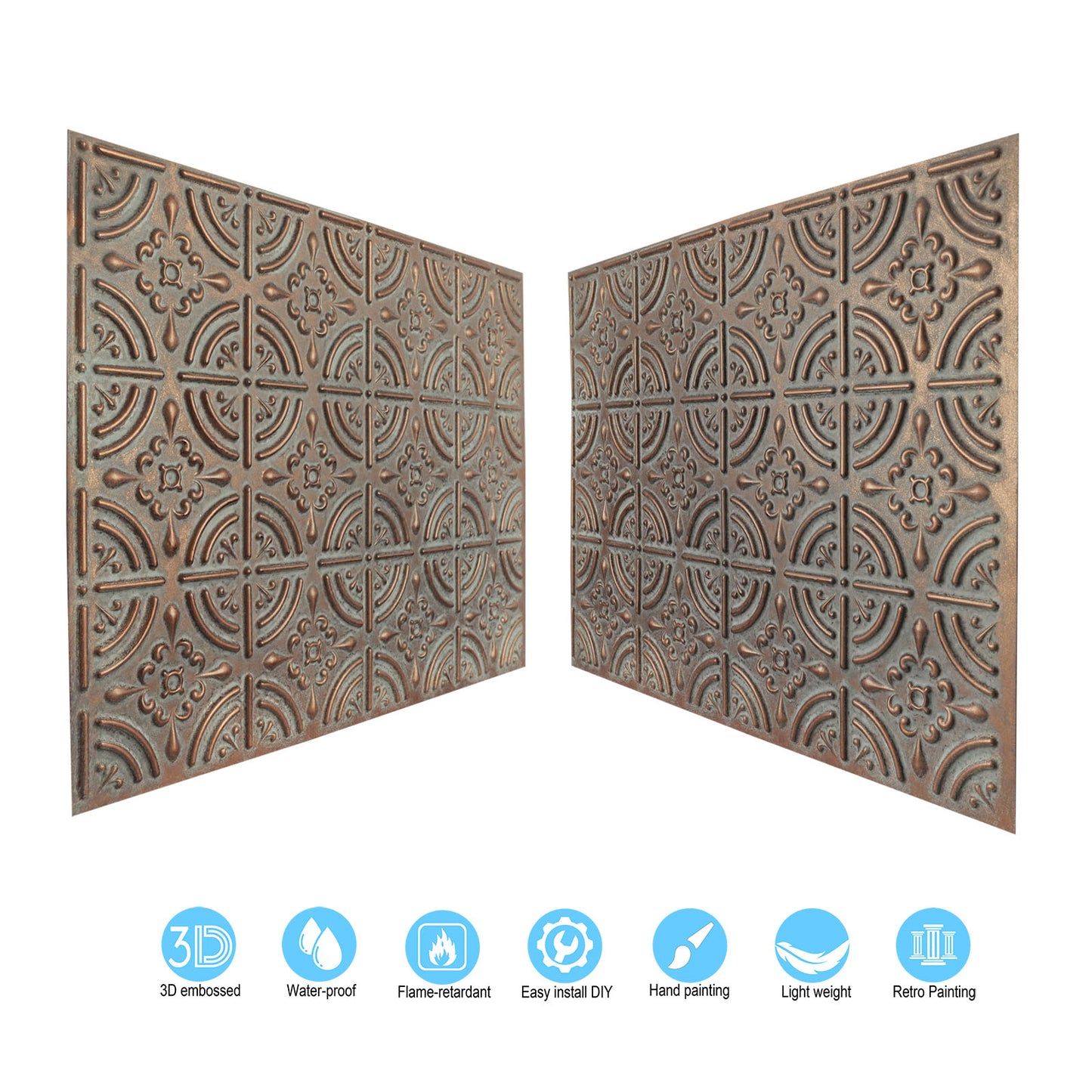 10tiles/lot Pressed Faux Tin Ceiling Tiles for Heritage Bars, Vintage Restaurants and Boutique Hotels PLB18