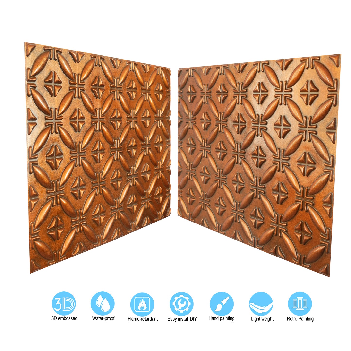 10tiles/lot Textured PVC Ceiling Tiles for Light-Luxury Restaurants, Salons and Beauty Studios PLB38