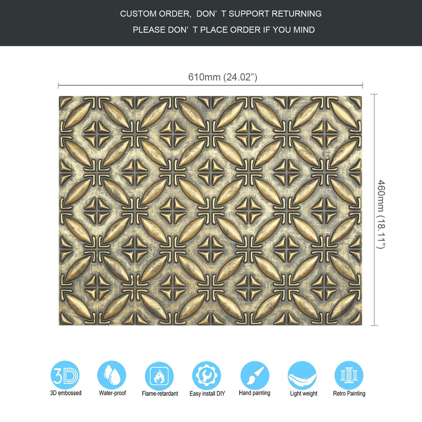 10tiles/lot Faux Tin Ceiling Panels for High-End Restaurants, Coffee Bars and Luxury Apartments PLB38