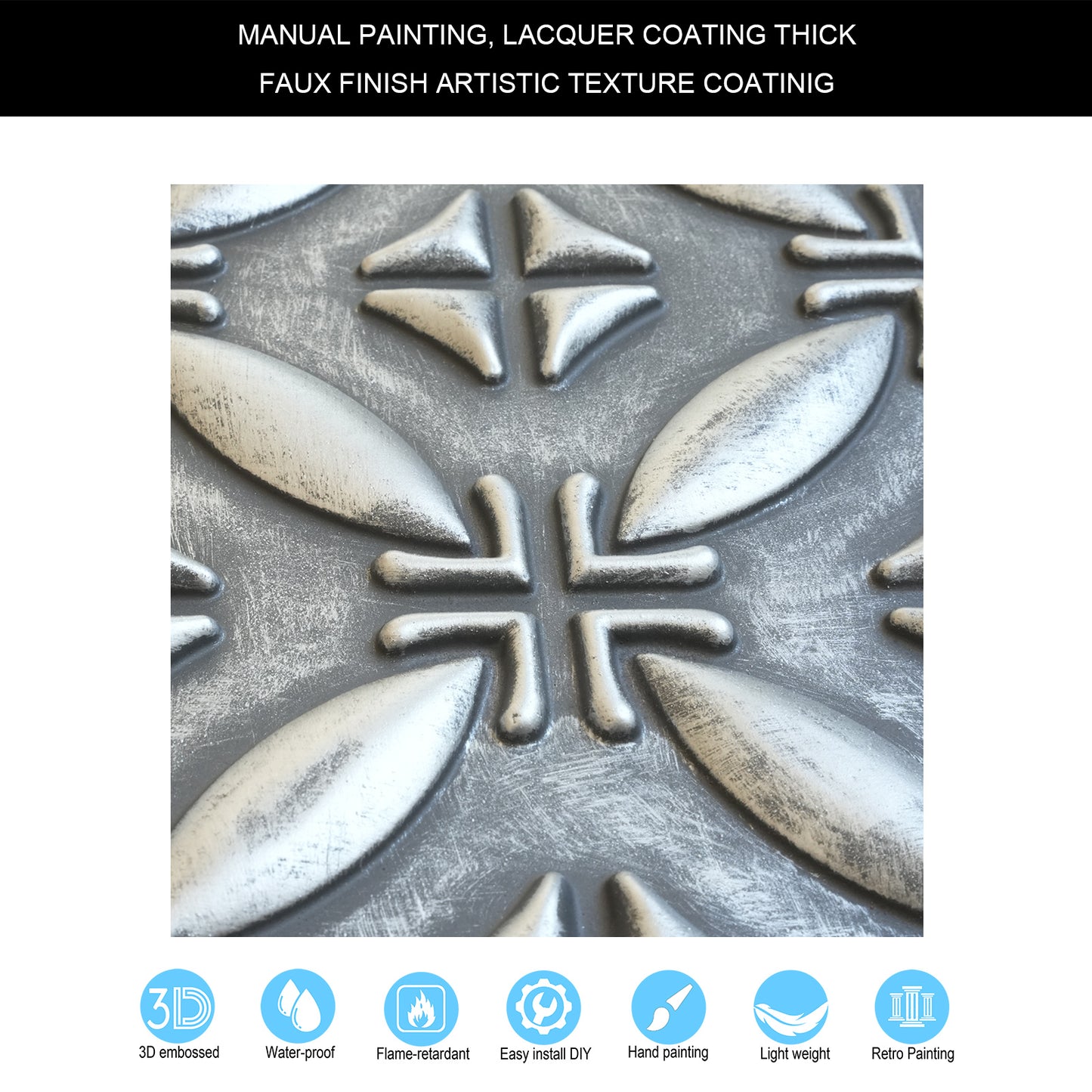 10tiles/lot Faux Tin Ceiling Panels for High-End Restaurants, Coffee Bars and Luxury Apartments PLB38