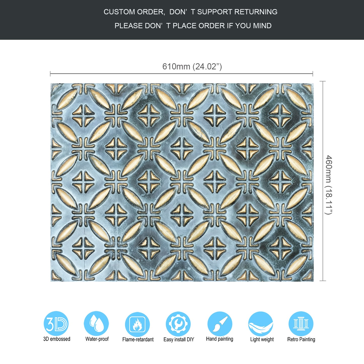 10tiles/lot Faux Tin Ceiling Panels for High-End Restaurants, Coffee Bars and Luxury Apartments PLB38