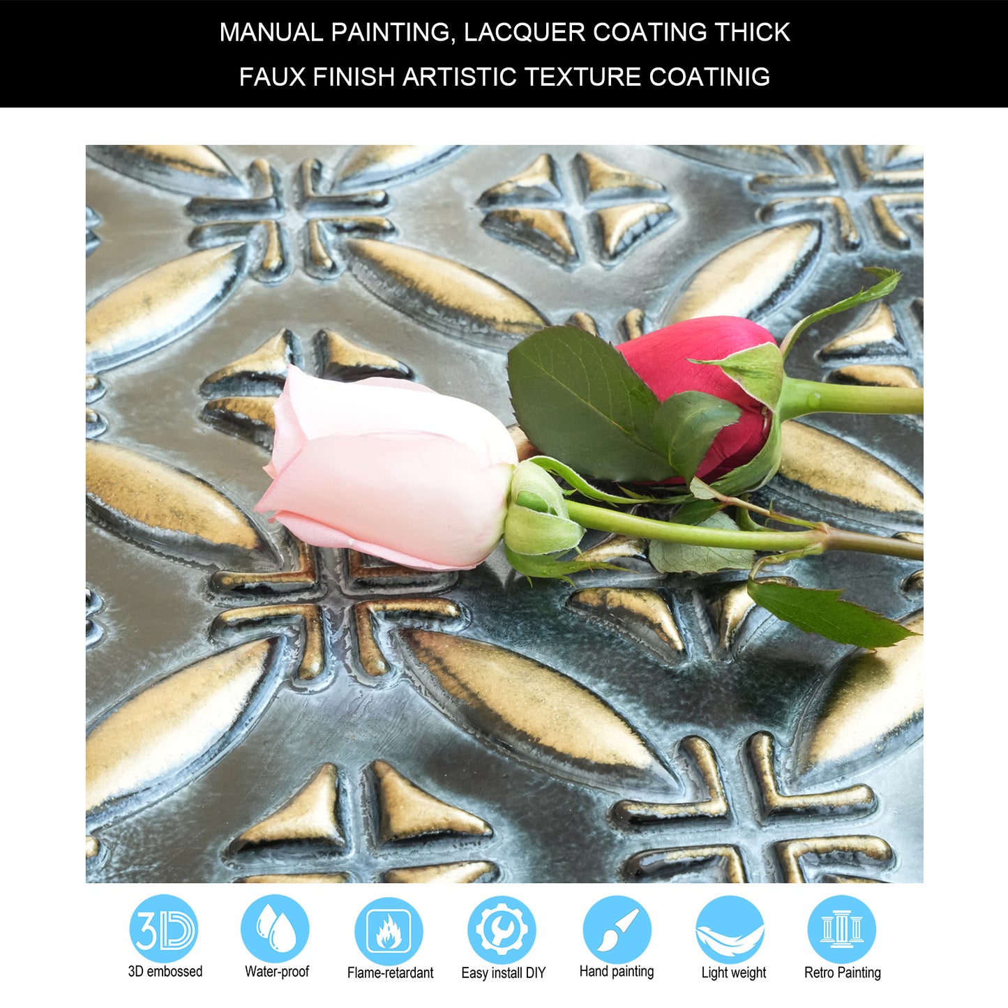 10tiles/lot Faux Tin Ceiling Panels for High-End Restaurants, Coffee Bars and Luxury Apartments PLB38