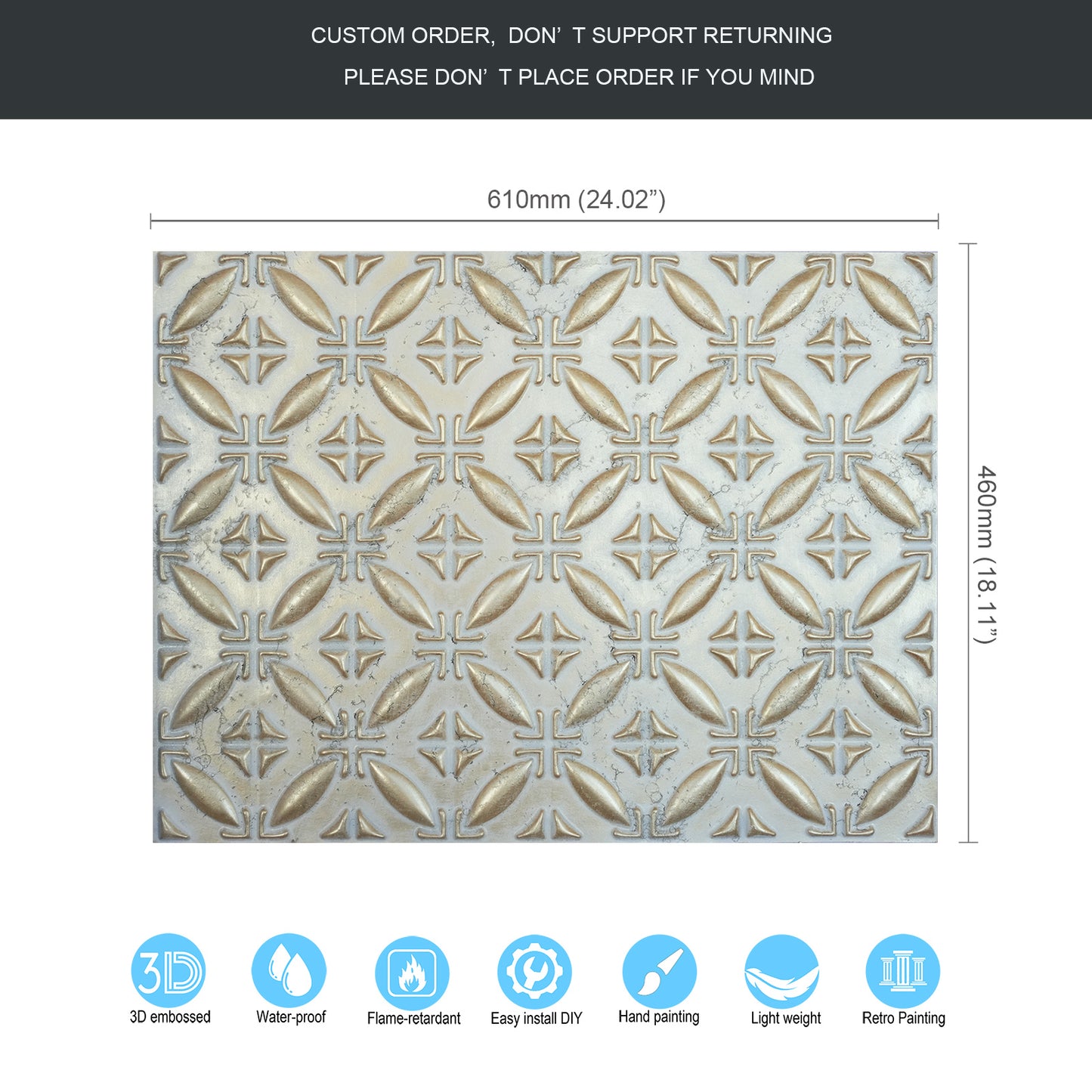 10tiles/lot Faux Tin Ceiling Panels for High-End Restaurants, Coffee Bars and Luxury Apartments PLB38