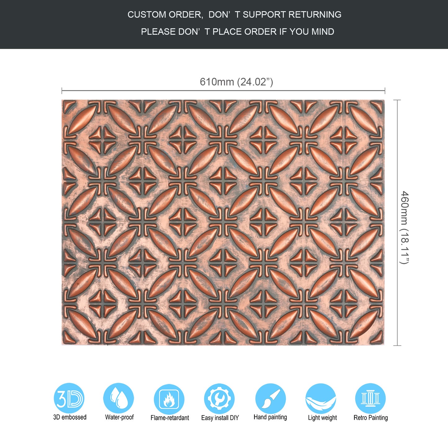 10tiles/lot Textured PVC Ceiling Tiles for Light-Luxury Restaurants, Salons and Beauty Studios PLB38