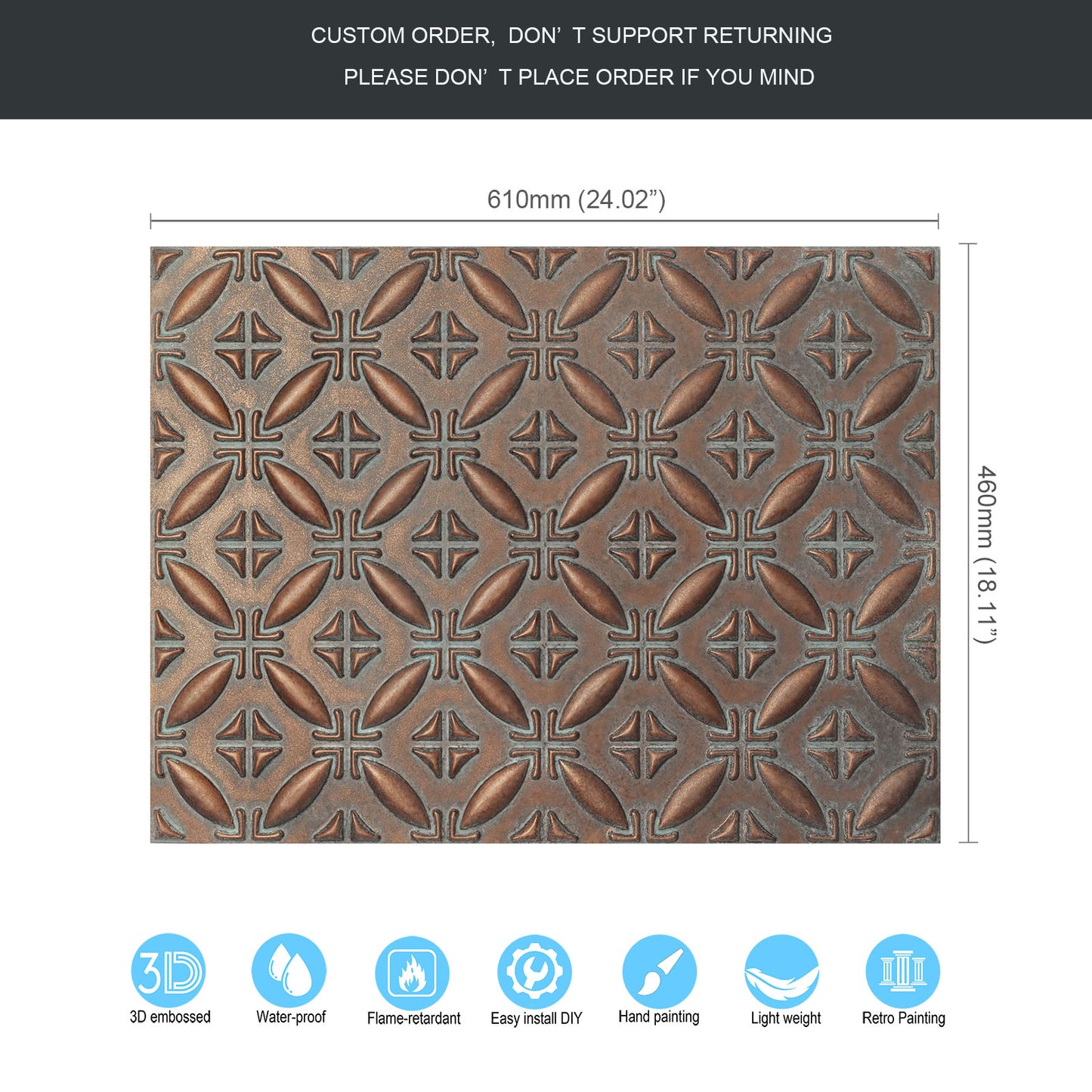 10tiles/lot Textured PVC Ceiling Tiles for Light-Luxury Restaurants, Salons and Beauty Studios PLB38