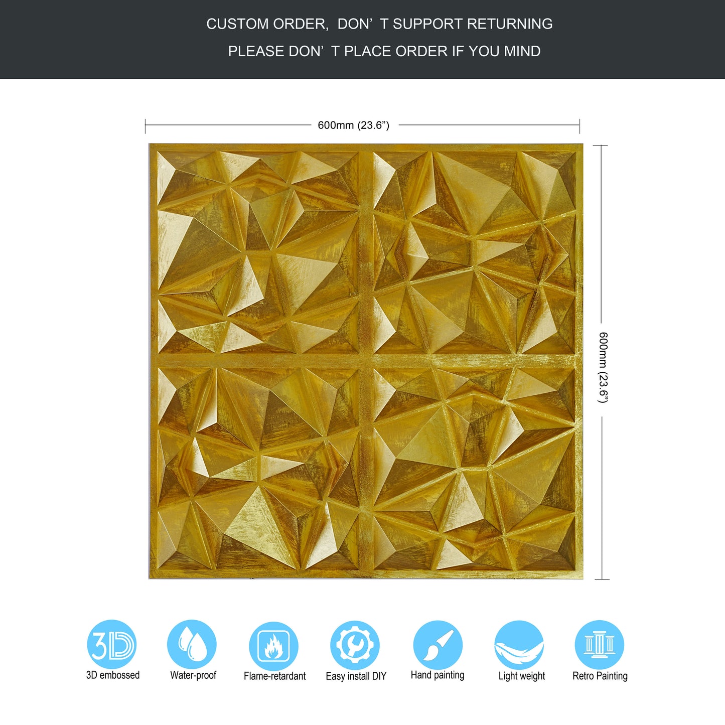 10tiles/lot Decorative PVC Panels for Kitchens, Offices, Living Rooms and Light-Luxury Spaces PLM101