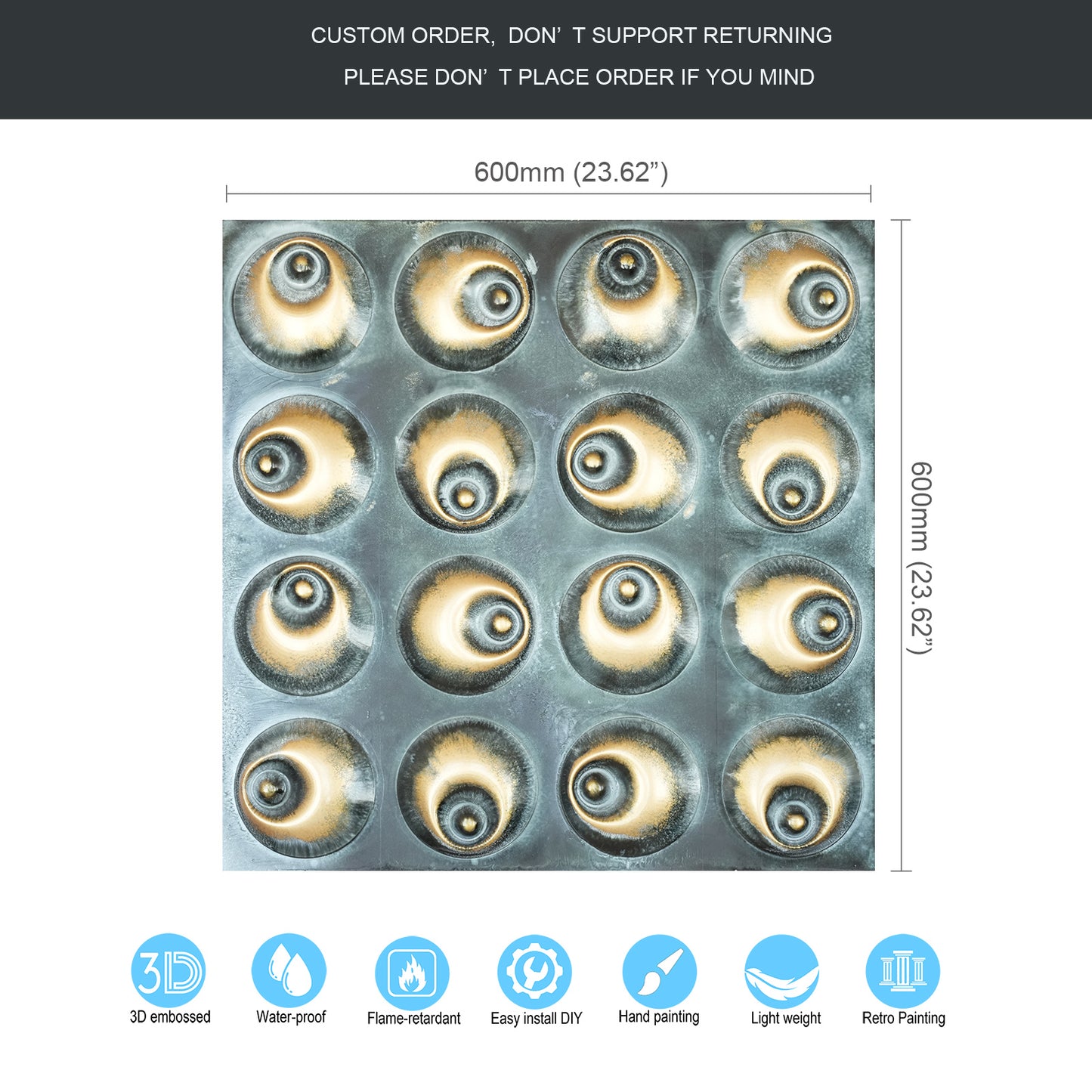 10tiles/lot DIY Faux Metal Ceiling Tile Panels for Café Bars, Studios and Artistic Interiors PLM102