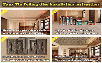 10Pcs Aged Decorative Ceiling Panels for Rustic Inns, Guesthouses and Boutique Hotels PL09