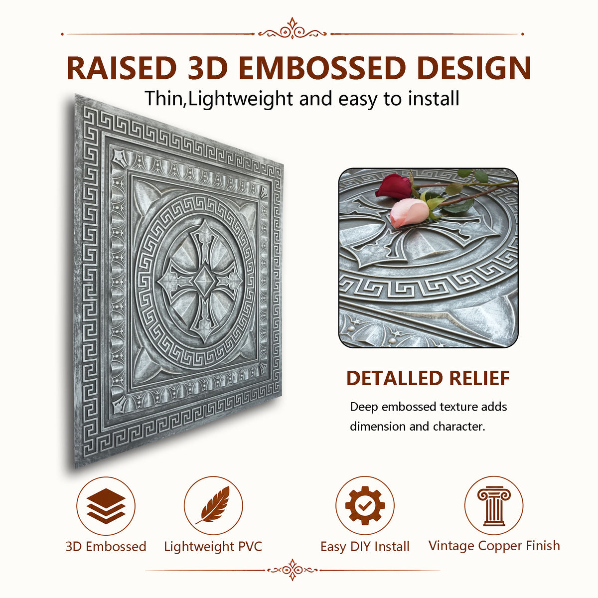 PAINTSDECOR PL01 Antique tin tile profile