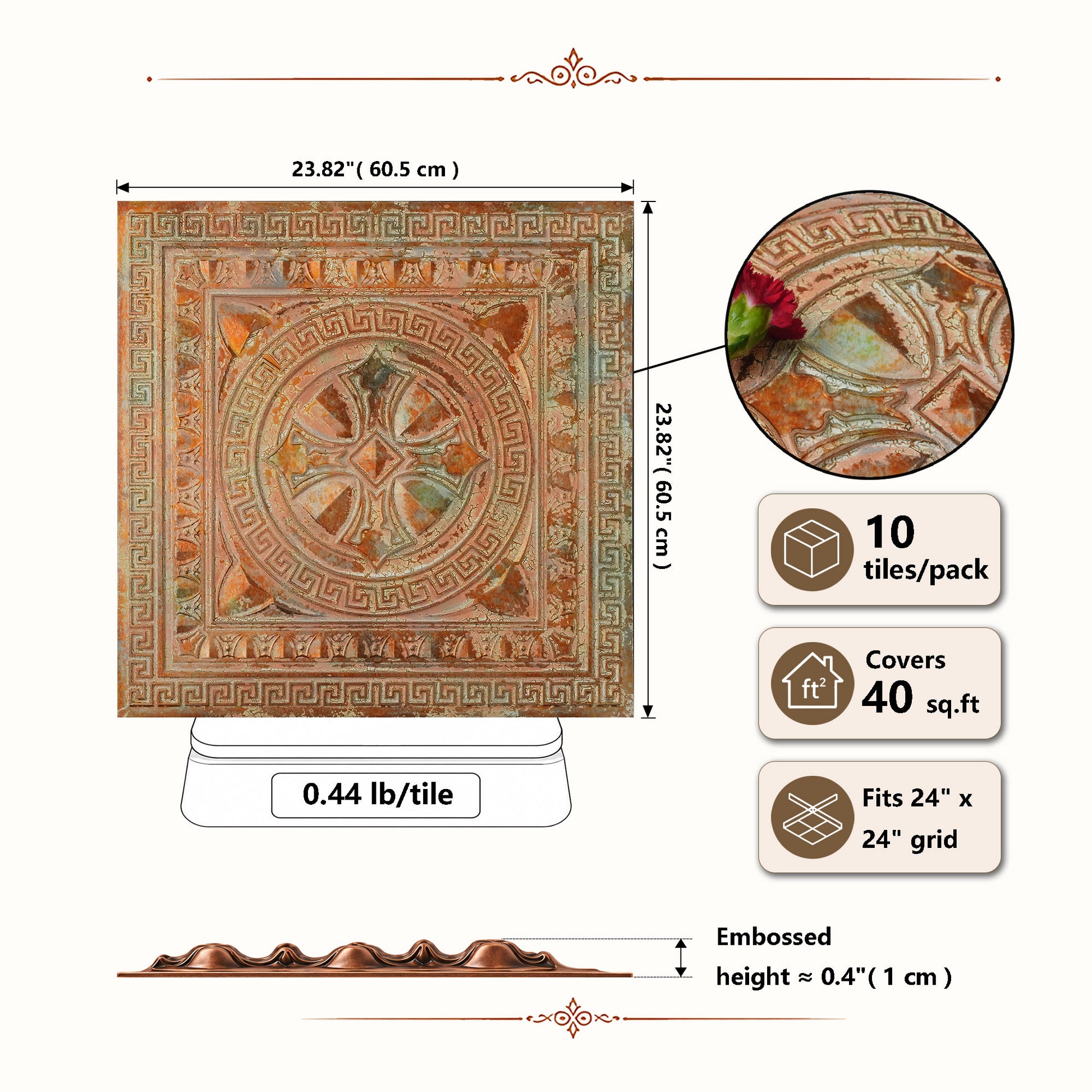 PAINTSDECOR PL01 Palazzo Clay tile dimensions