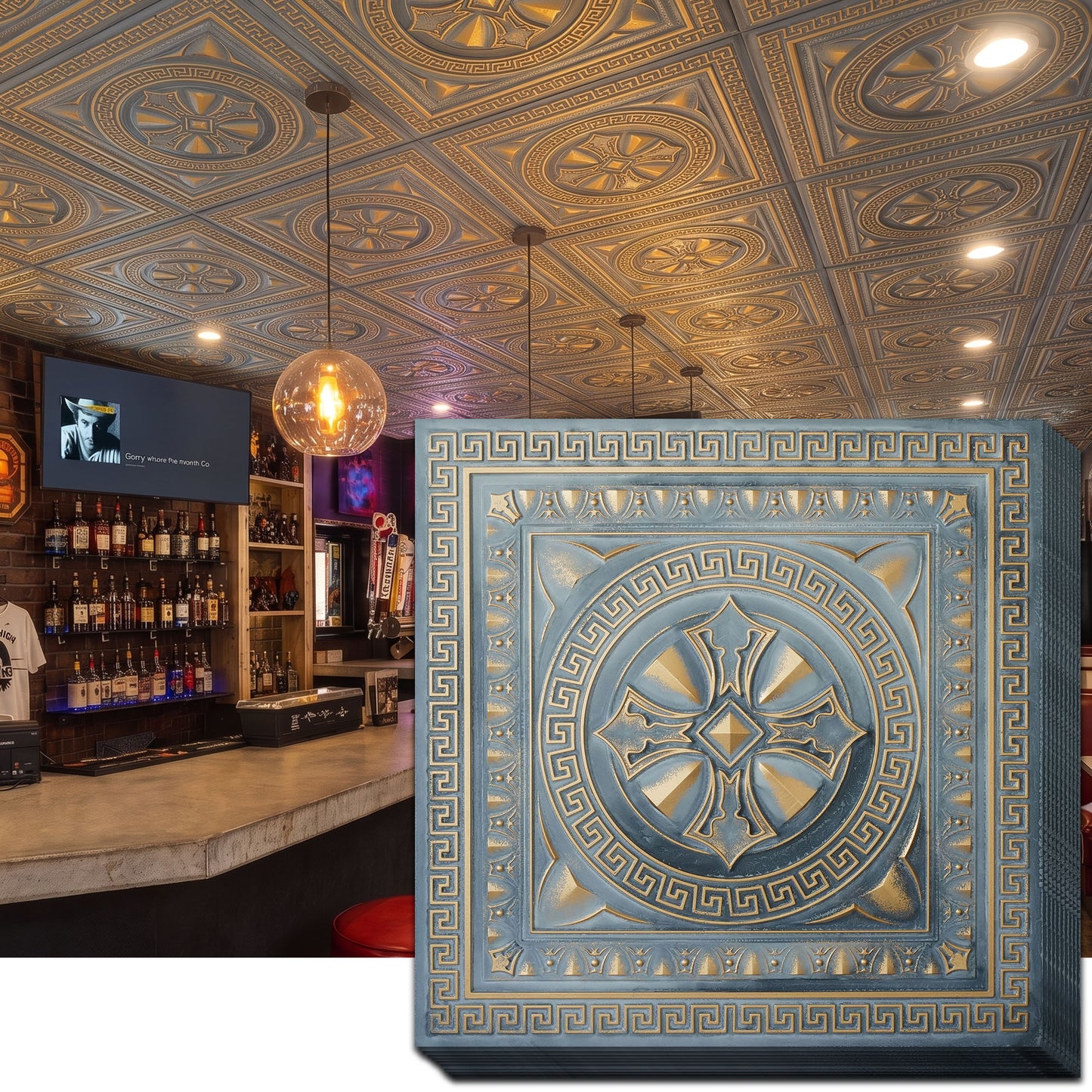 PAINTSDECOR PL01 Smoked gold ceiling tiles