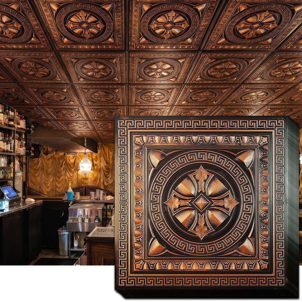 PAINTSDECOR PL01 Traditional copper ceiling tiles
