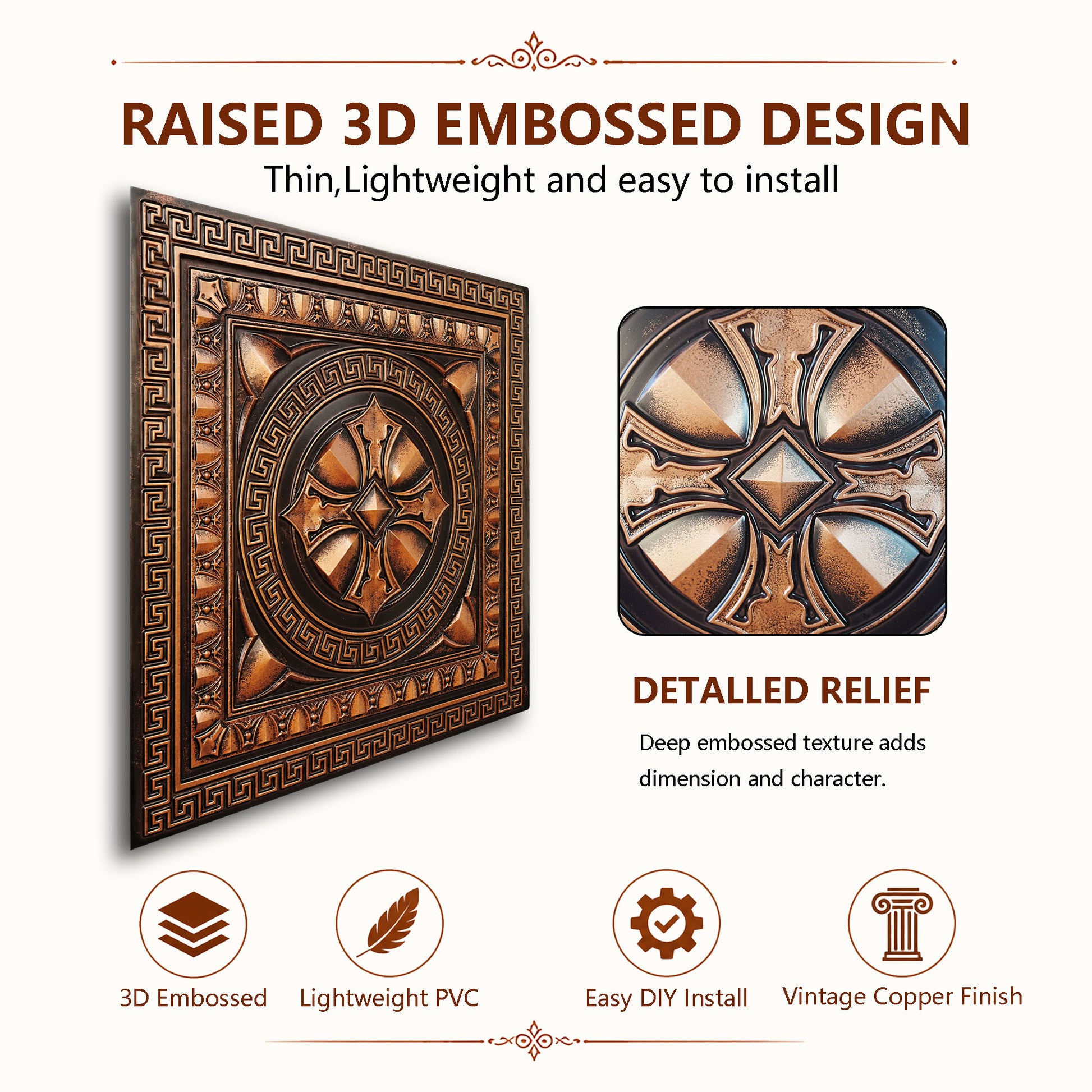 PAINTSDECOR PL01 Traditional copper tile profile