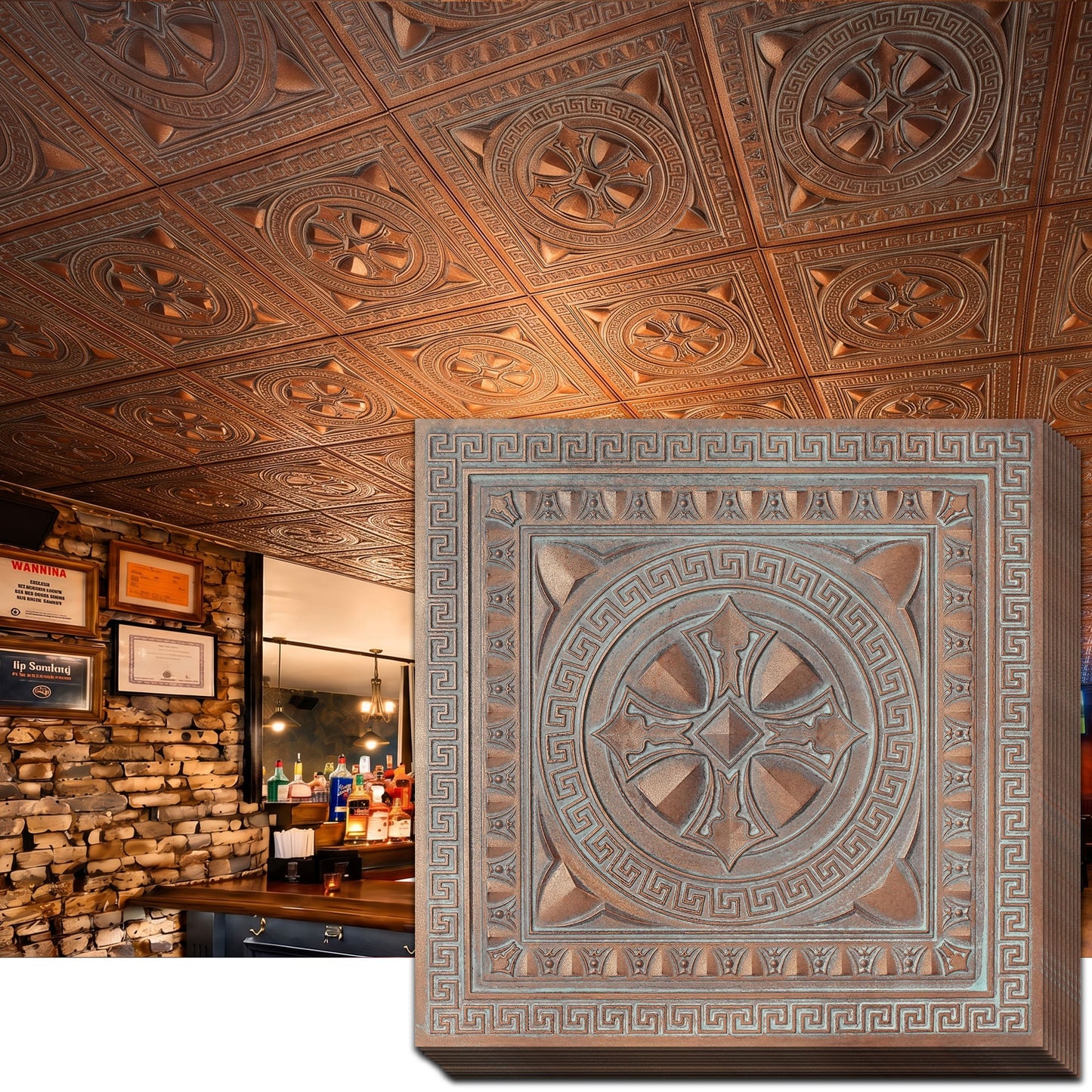 PAINTSDECOR PL01 Weathered copper ceiling tiles