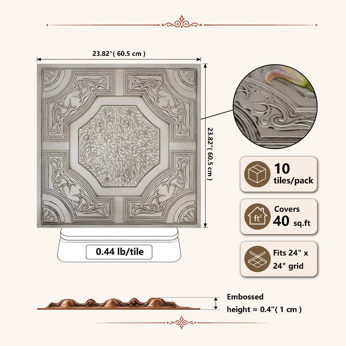 PAINTSDECOR PL02 Aged white tile dimensions