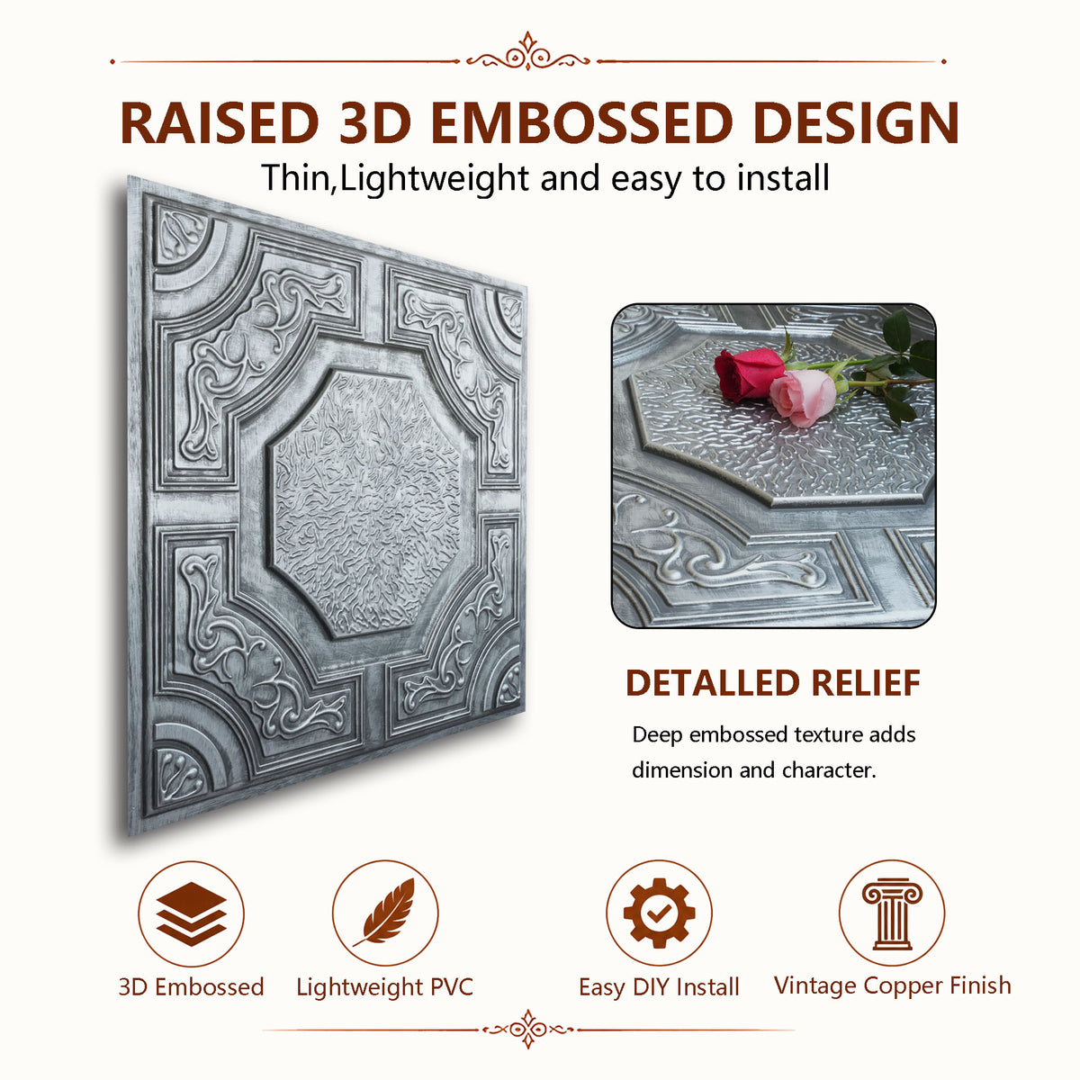 PAINTSDECOR PL02 Antique tin tile profile